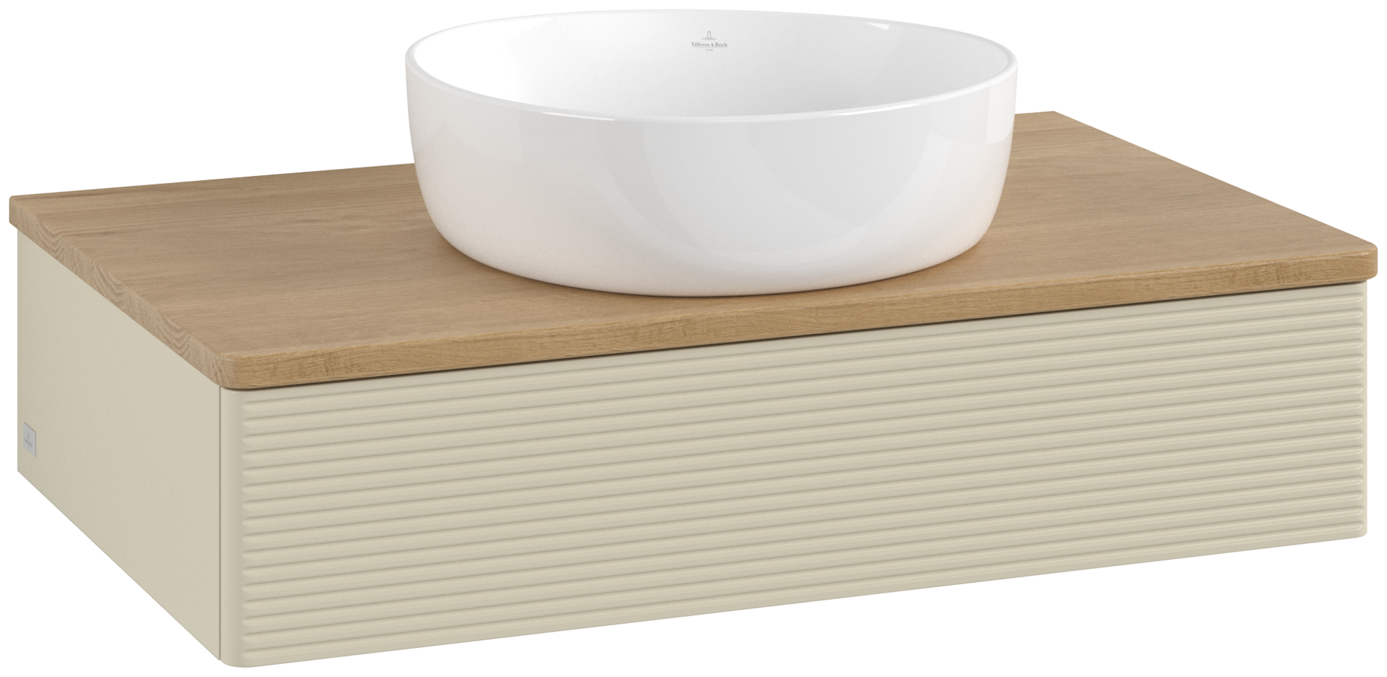 Villeroy & Boch Antao Mobile sottolavabo, con illuminazione, 1 vano estraibile, 800x190x500mm, Frontale con texture, Corpo: Silk Grey Matt Lacquer, Fronte: Silk Grey Matt Lacquer, Piastra di copertura: Honey Oak
