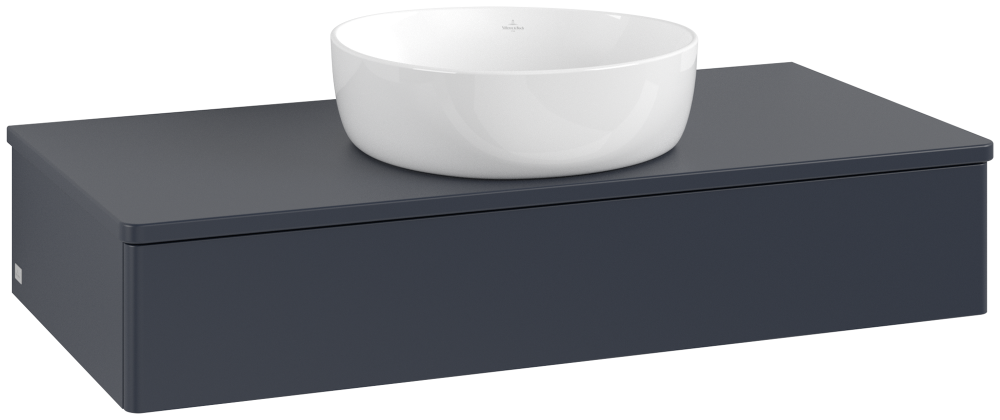 Villeroy & Boch Antao Vanity unit, with lighting, 1 pull-out compartment, 1000x190x500mm, Front without structure, Body: Midnight Blue Matt Lacquer, Front: Midnight Blue Matt Lacquer, Cover plate: Midnight Blue Matt Lacquer
