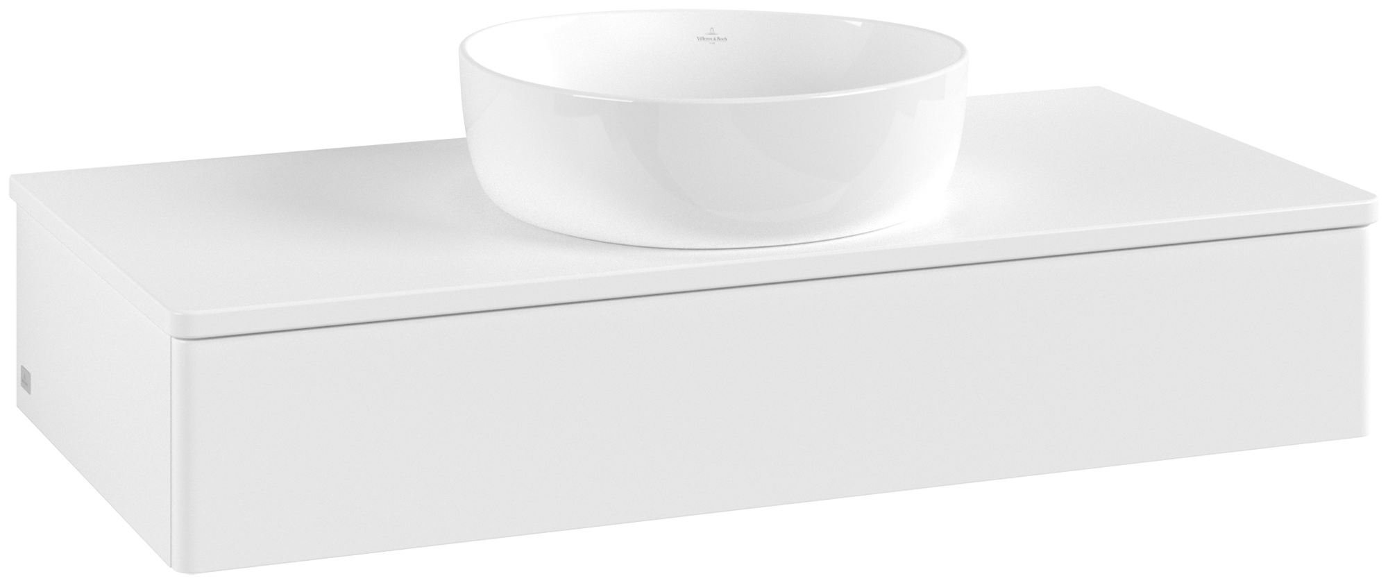 Villeroy & Boch Antao Vanity unit, with lighting, 1 pull-out compartment, 1000x190x500mm, Front without structure, Body: White Matt Lacquer, Front: White Matt Lacquer, Cover plate: White Matt Lacquer