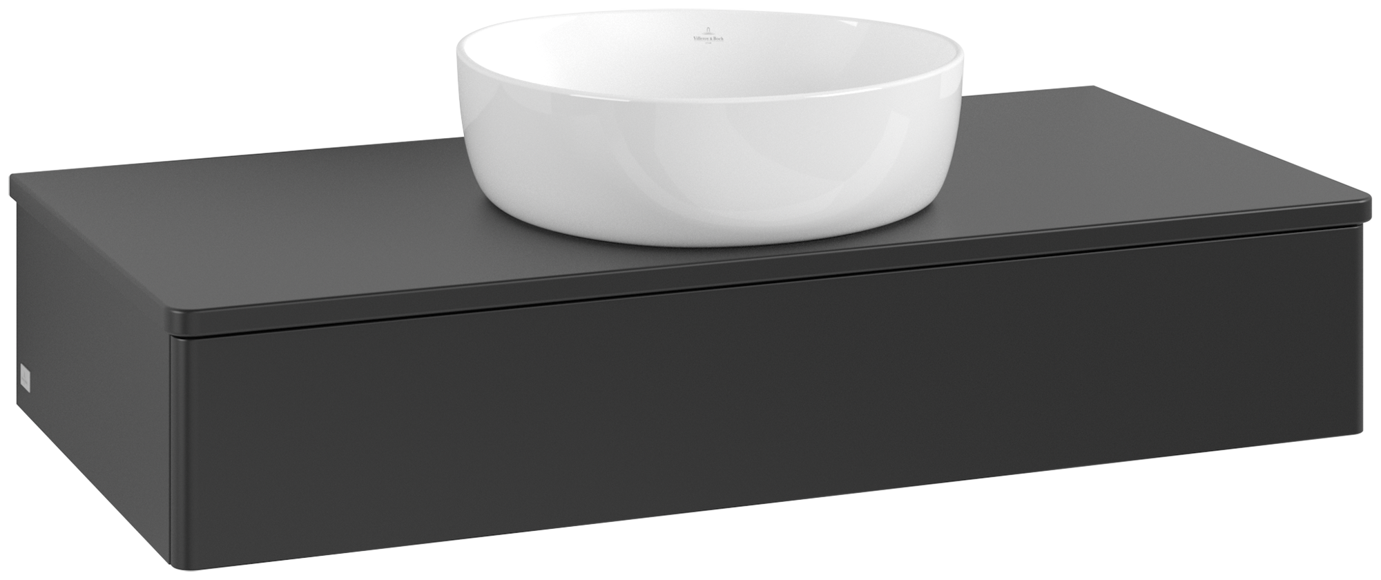 Villeroy & Boch Antao Vanity unit, with lighting, 1 pull-out compartment, 1000x190x500mm, Front without structure, Body: Black Matt Lacquer, Front: Black Matt Lacquer, Cover plate: Black Matt Lacquer