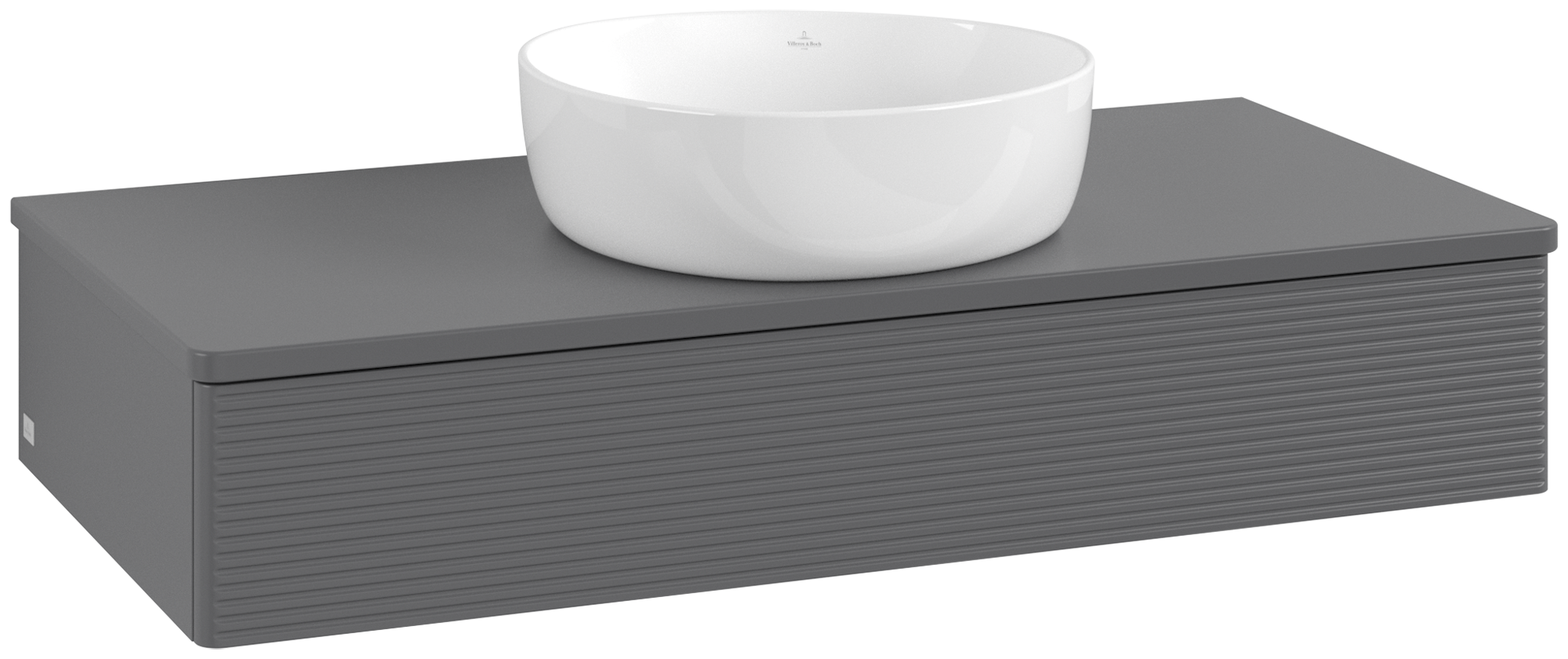 Villeroy & Boch Antao Vanity unit, with lighting, 1 pull-out compartment, 1000x190x500mm, Front with grain texture, Body: Anthracite Matt Lacquer, Front: Anthracite Matt Lacquer, Cover plate: Anthracite Matt Lacquer