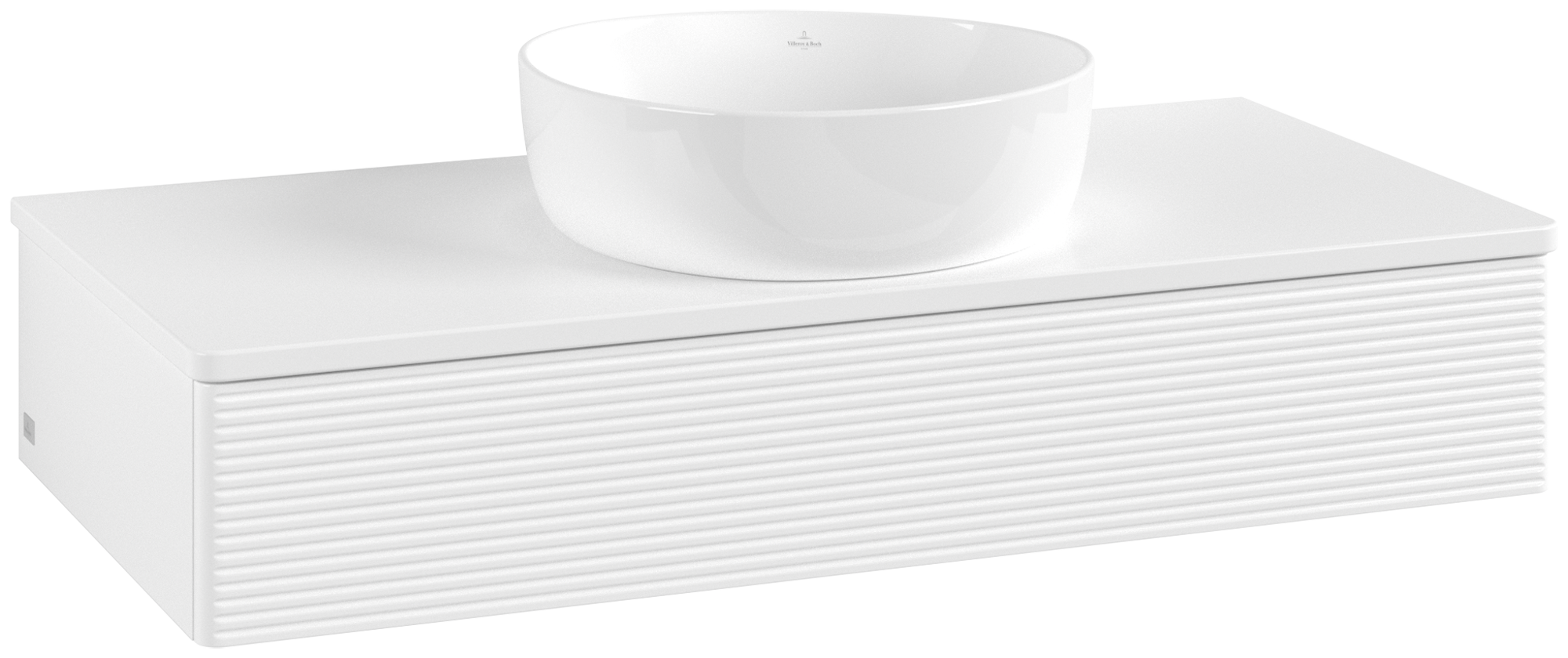 Villeroy & Boch Antao Vanity unit, with lighting, 1 pull-out compartment, 1000x190x500mm, Front with grain texture, Body: White Matt Lacquer, Front: White Matt Lacquer, Cover plate: White Matt Lacquer