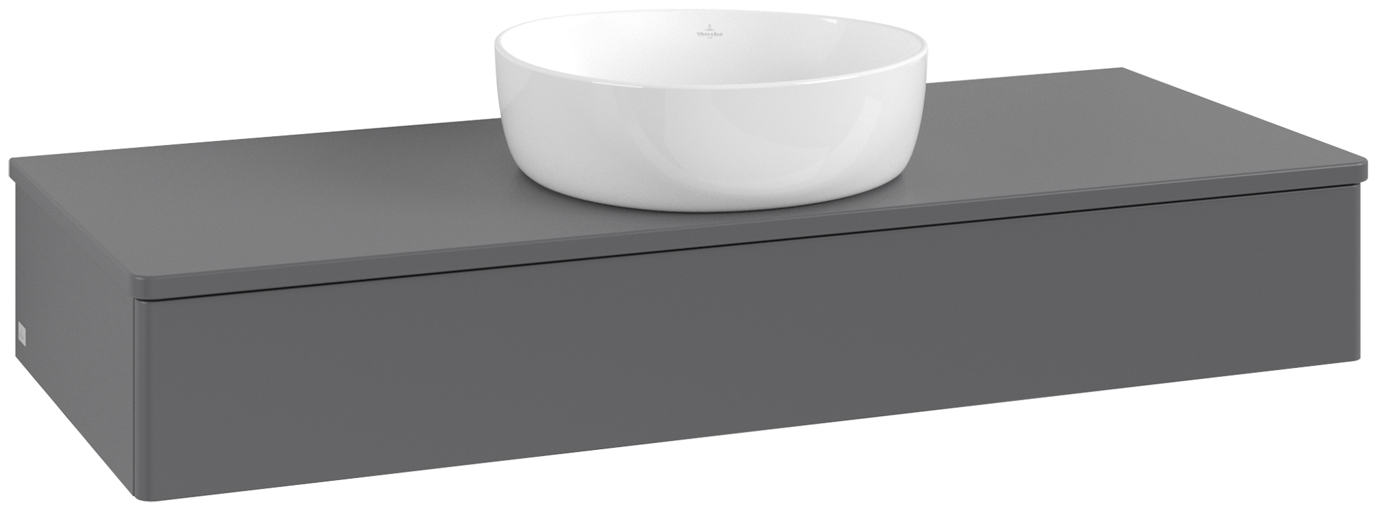 Villeroy & Boch Antao Vanity unit, with lighting, 1 pull-out compartment, 1200x190x500mm, Front without structure, Body: Anthracite Matt Lacquer, Front: Anthracite Matt Lacquer, Cover plate: Anthracite Matt Lacquer