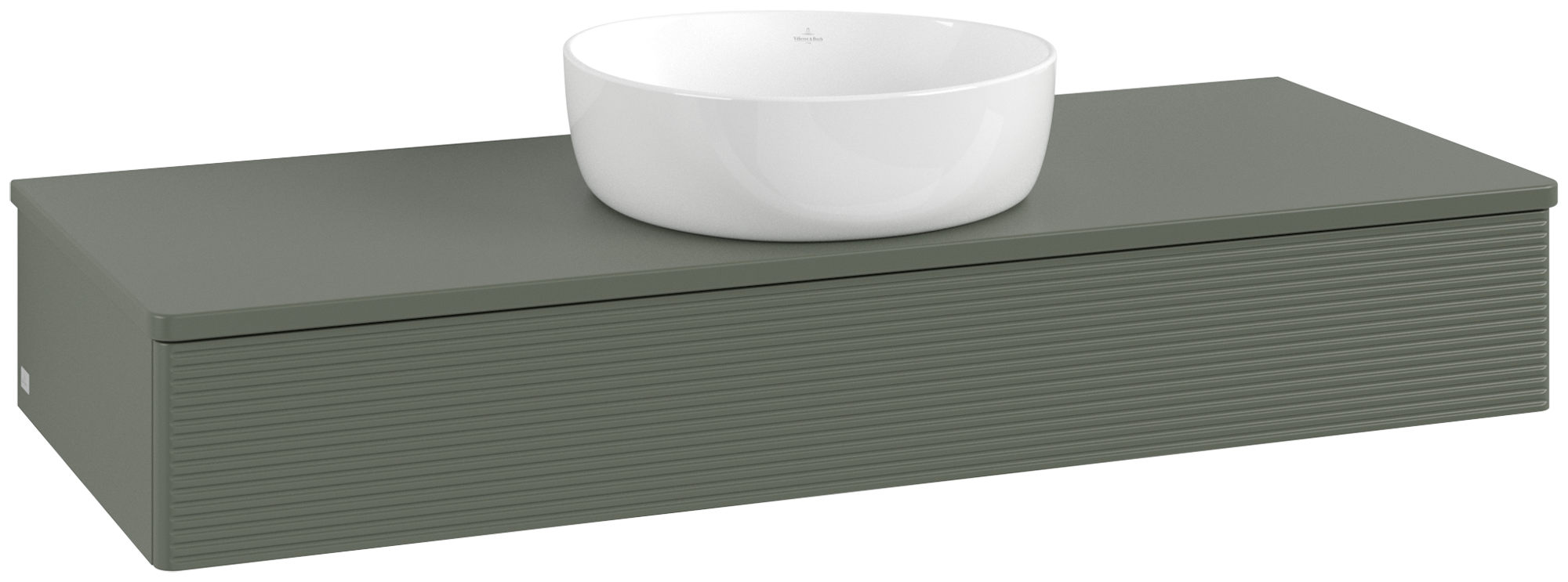 Villeroy & Boch Antao Vanity unit, with lighting, 1 pull-out compartment, 1200x190x500mm, Front with grain texture, Body: Leaf Green Matt Lacquer, Front: Leaf Green Matt Lacquer, Cover plate: Leaf Green Matt Lacquer