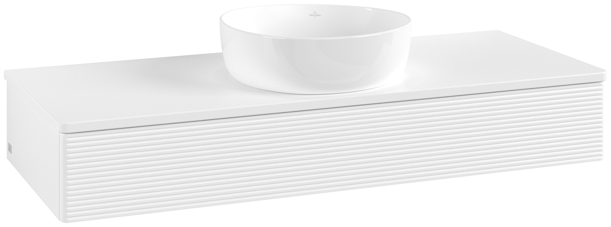 Villeroy & Boch Antao Vanity unit, with lighting, 1 pull-out compartment, 1200x190x500mm, Front with grain texture, Body: White Matt Lacquer, Front: White Matt Lacquer, Cover plate: White Matt Lacquer