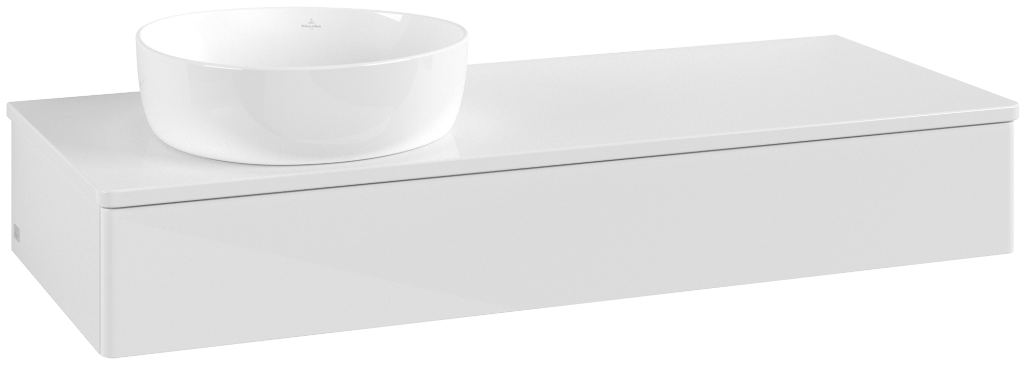 Villeroy & Boch Antao Vanity unit, with lighting, 1 pull-out compartment, 1200x190x500mm, Front without structure, Body: Glossy White Lacquer, Front: Glossy White Lacquer, Cover plate: Glossy White Lacquer