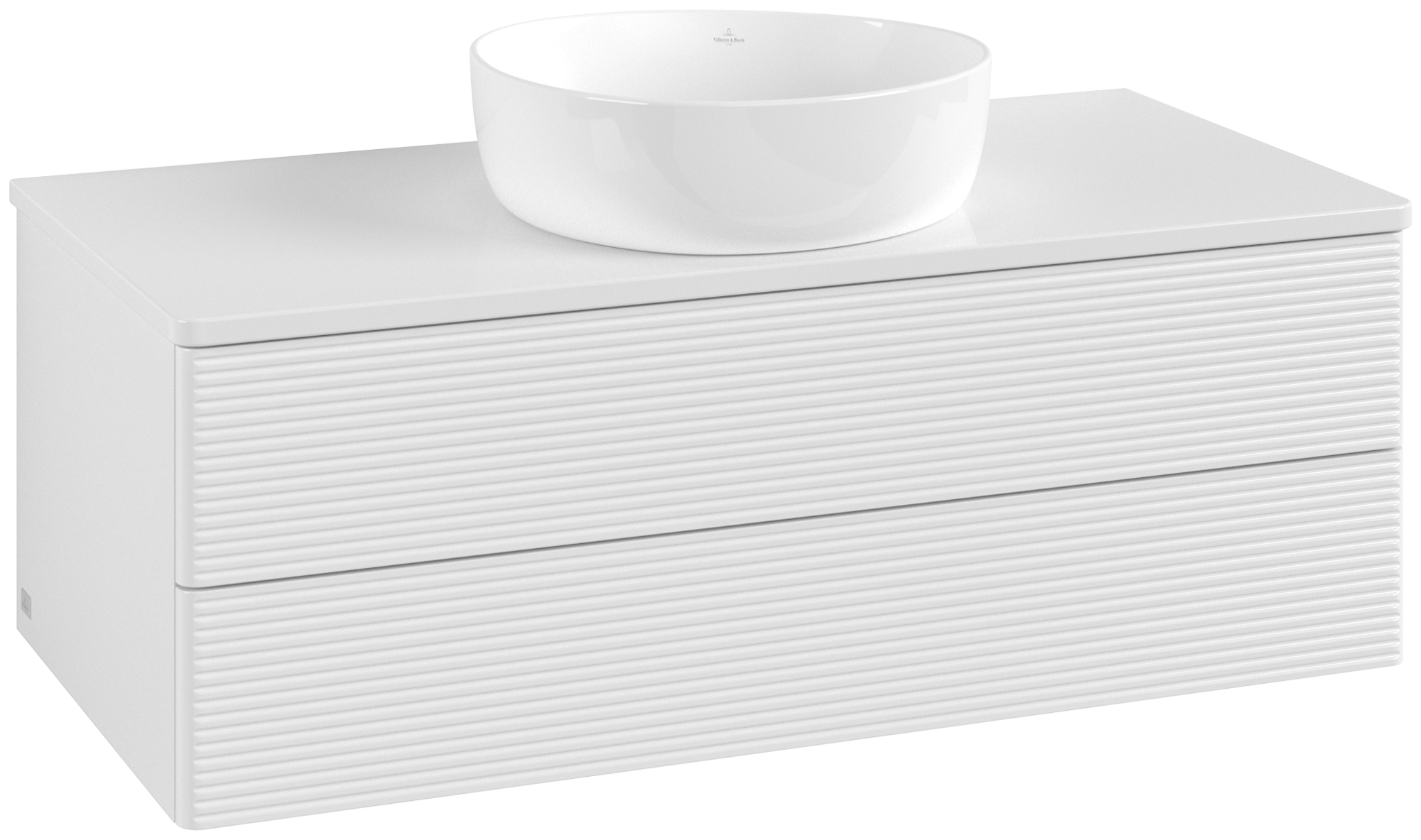 Villeroy & Boch Antao Vanity unit, with lighting, 2 pull-out compartments, 1000x360x500mm, Front with grain texture, Body: Glossy White Lacquer, Front: Glossy White Lacquer, Cover plate: Glossy White Lacquer