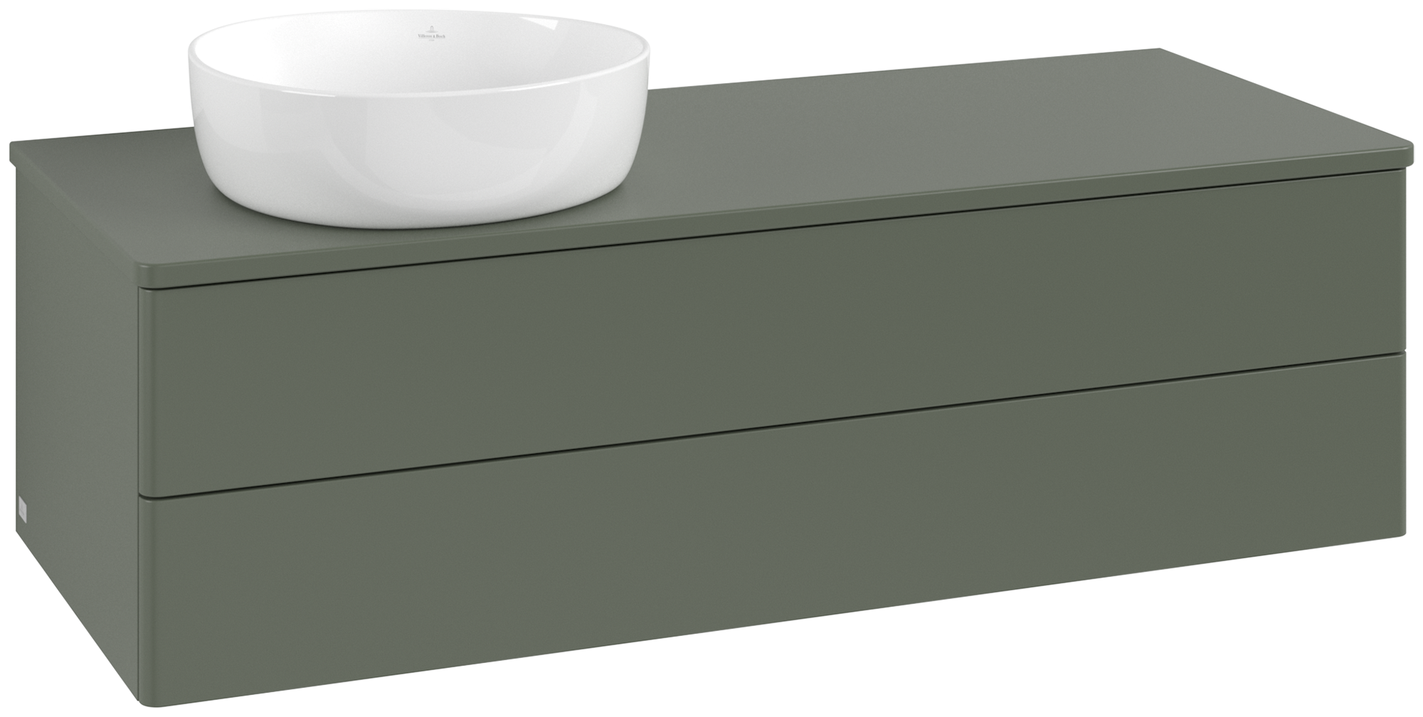 Villeroy & Boch Antao Vanity unit, with lighting, 2 pull-out compartments, 1200x360x500mm, Front without structure, Body: Leaf Green Matt Lacquer, Front: Leaf Green Matt Lacquer, Cover plate: Leaf Green Matt Lacquer