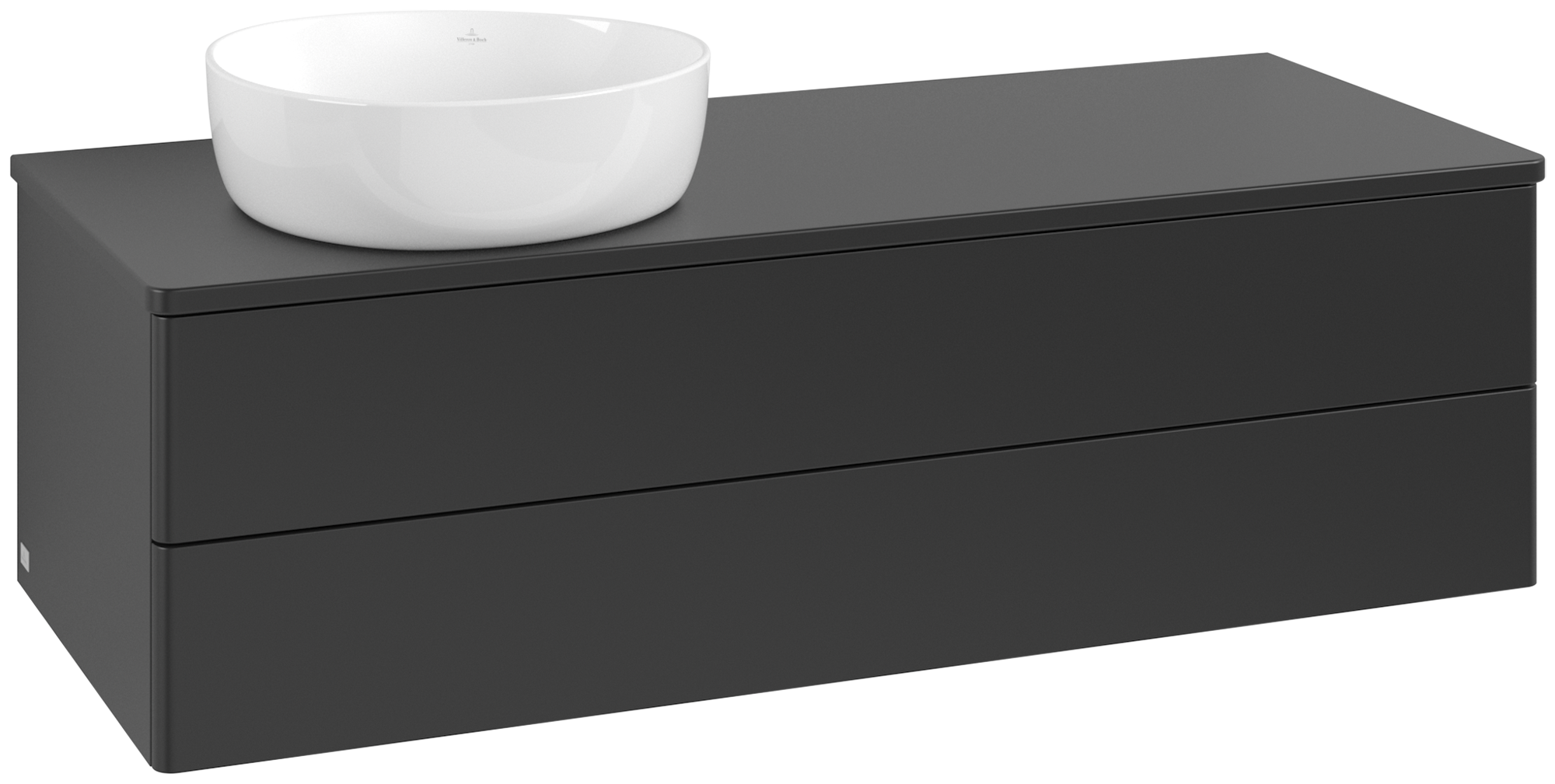 Villeroy & Boch Antao Mobile sottolavabo, con illuminazione, 2 vani estraibili, 1200x360x500mm, Frontale senza texture, Corpo: Black Matt Lacquer, Fronte: Black Matt Lacquer, Piastra di copertura: Black Matt Lacquer