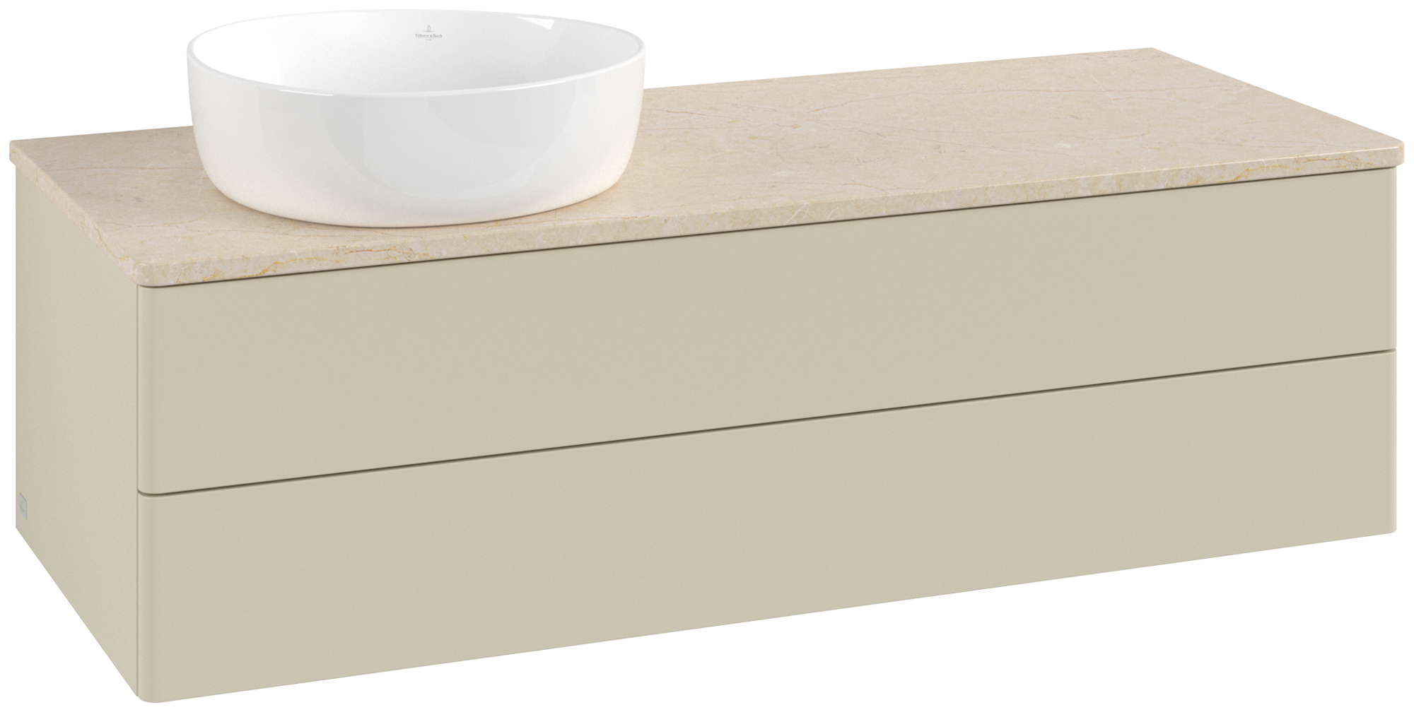 Villeroy & Boch Antao Vanity unit, with lighting, 2 pull-out compartments, 1200x360x500mm, Front without structure, Body: Silk Grey Matt Lacquer, Front: Silk Grey Matt Lacquer, Cover plate: Botticino