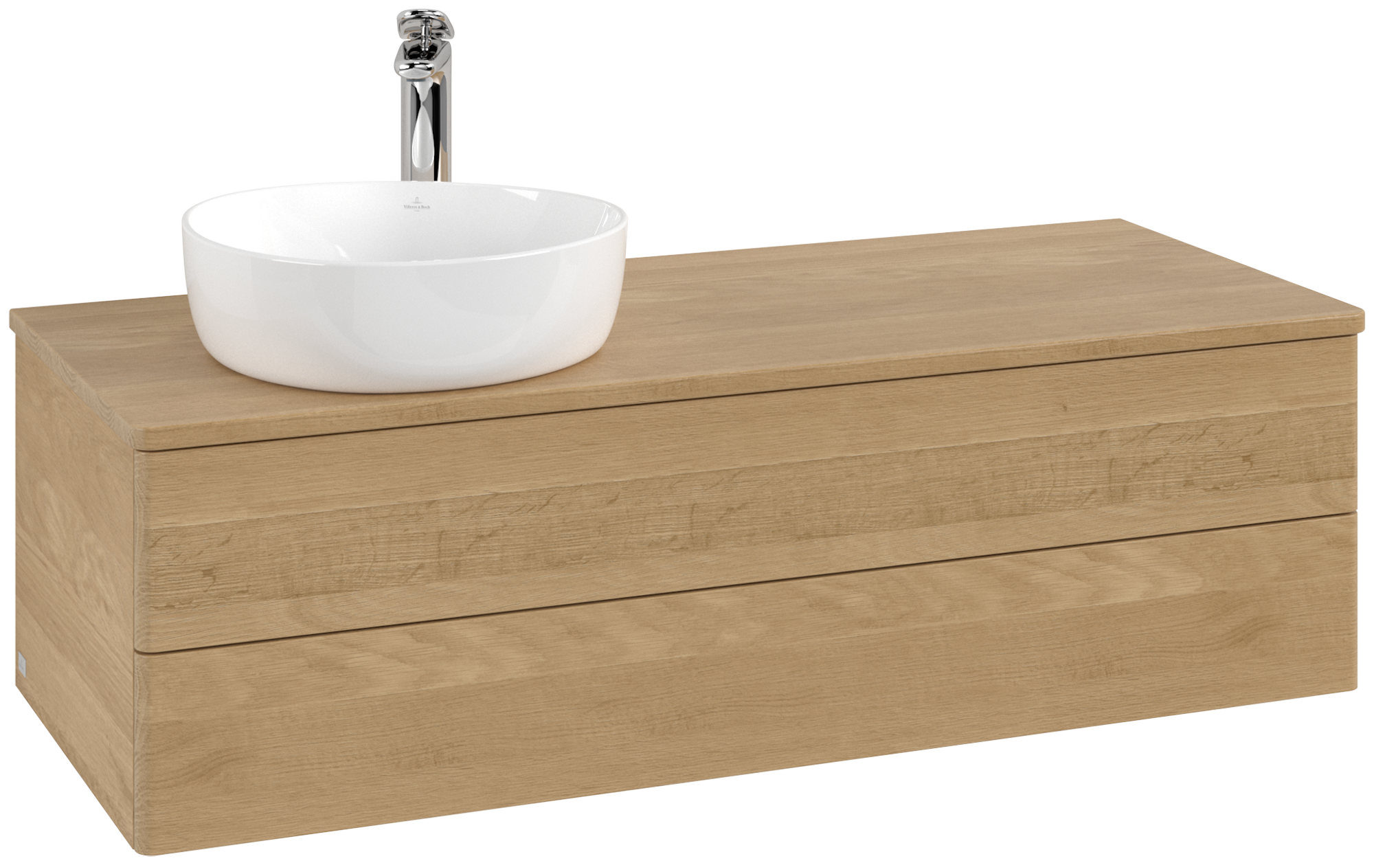 Villeroy & Boch Antao Meuble sous plan, avec éclairage, 2 tiroirs sur rails, 1200x360x500mm, Façade sans structure, Caisson: Honey Oak, Façade: Honey Oak, Plaque de recouvrement: Honey Oak