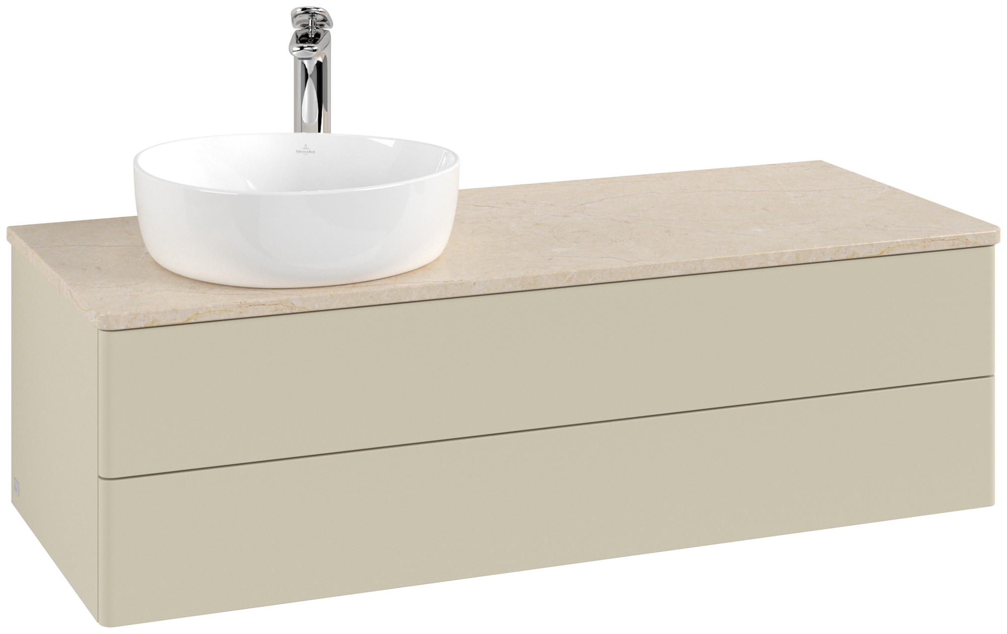 Villeroy & Boch Antao Vanity unit, with lighting, 2 pull-out compartments, 1200x360x500mm, Front without structure, Body: Silk Grey Matt Lacquer, Front: Silk Grey Matt Lacquer, Cover plate: Botticino