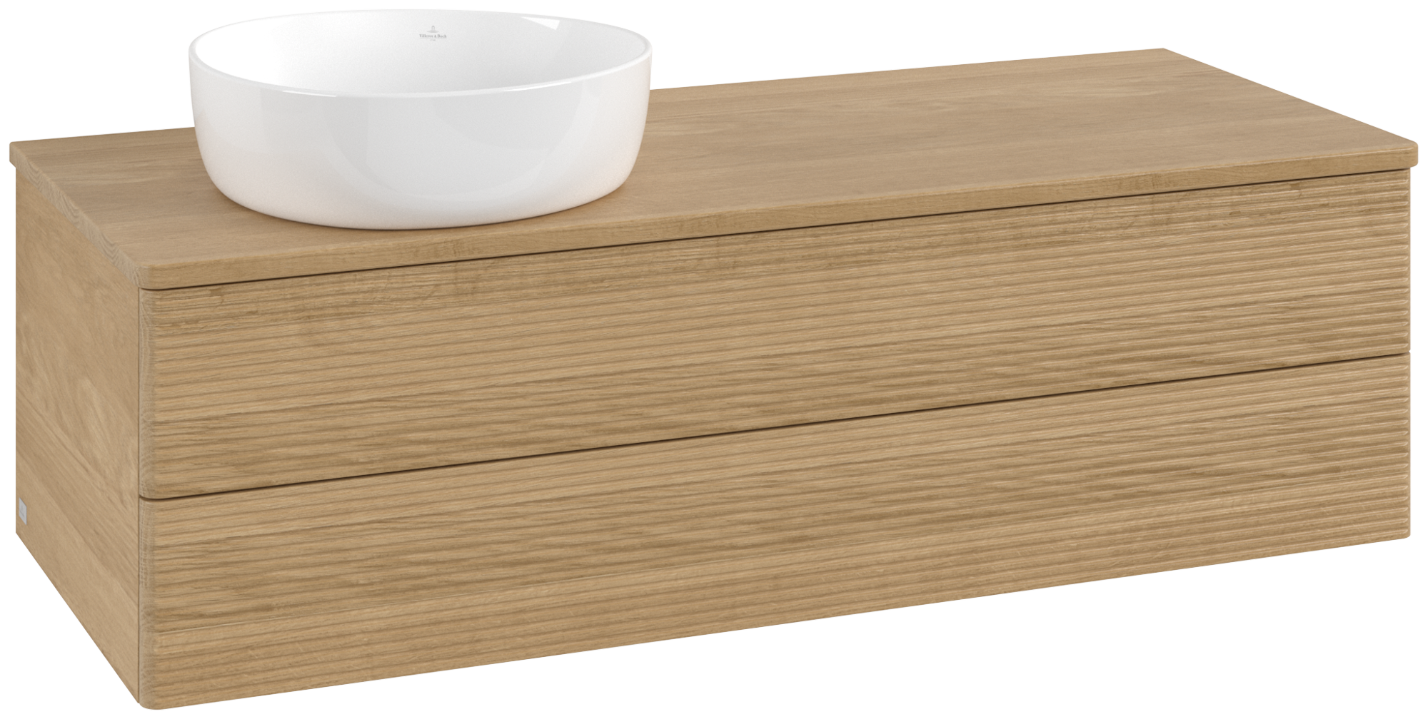 Villeroy & Boch Antao Vanity unit, with lighting, 2 pull-out compartments, 1200x360x500mm, Front with grain texture, Body: Honey Oak, Front: Honey Oak, Cover plate: Honey Oak