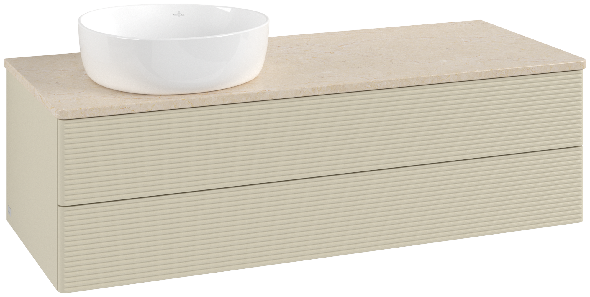 Villeroy & Boch Antao Vanity unit, with lighting, 2 pull-out compartments, 1200x360x500mm, Front with grain texture, Body: Silk Grey Matt Lacquer, Front: Silk Grey Matt Lacquer, Cover plate: Botticino