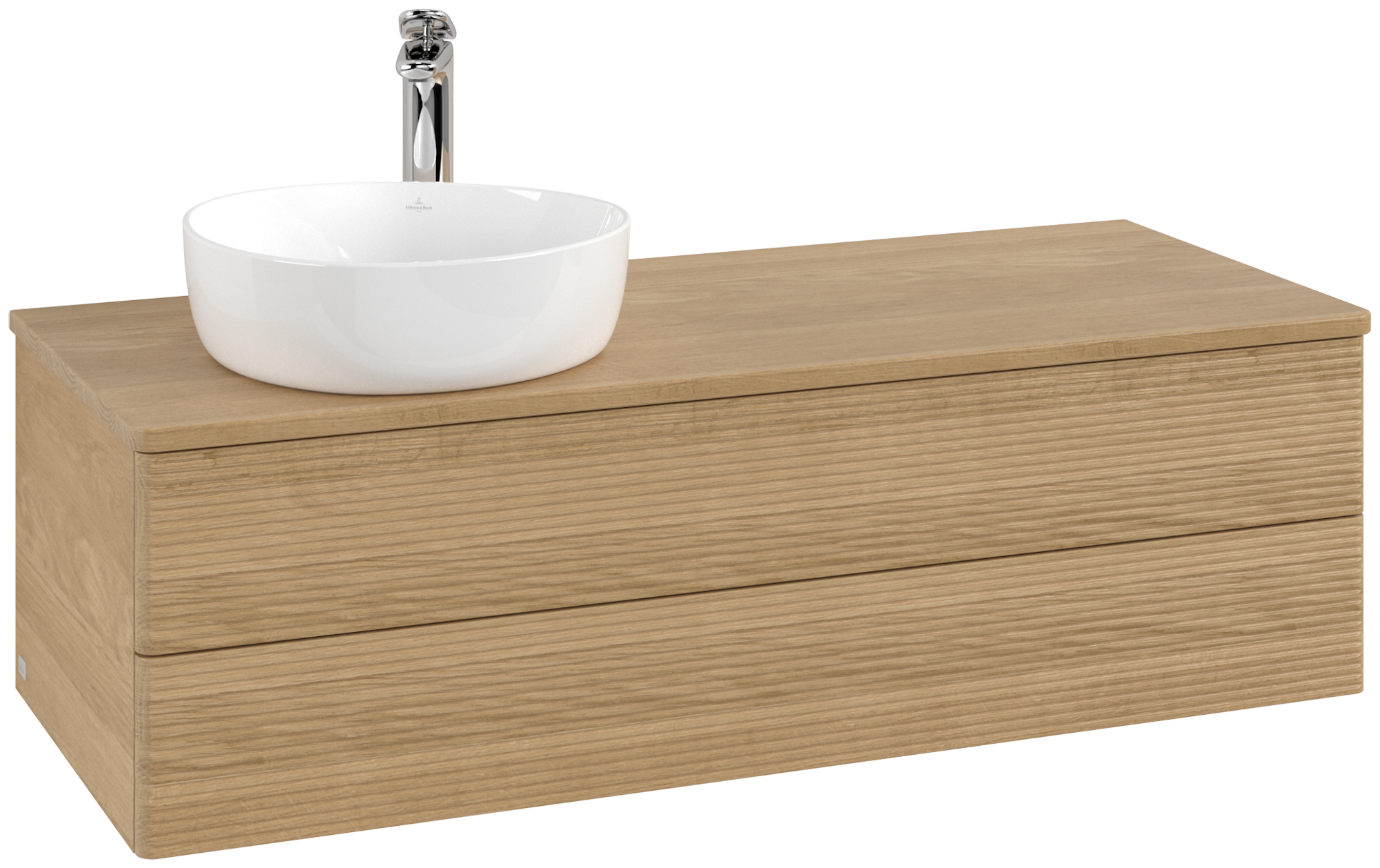 Villeroy & Boch Antao Meuble sous plan, avec éclairage, 2 tiroirs sur rails, 1200x360x500mm, Façade avec structure, Caisson: Honey Oak, Façade: Honey Oak, Plaque de recouvrement: Honey Oak