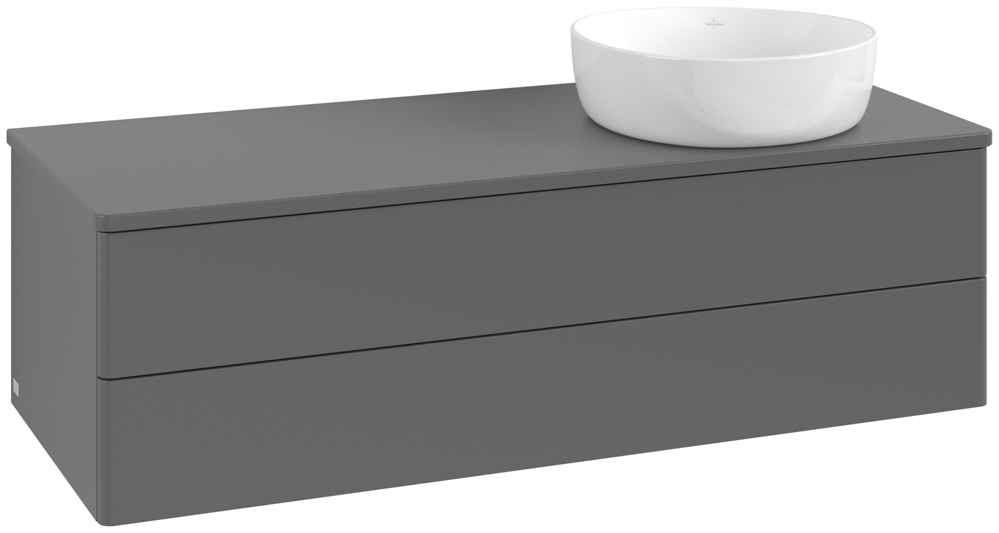 Villeroy & Boch Antao Vanity unit, with lighting, 2 pull-out compartments, 1200x360x500mm, Front without structure, Body: Anthracite Matt Lacquer, Front: Anthracite Matt Lacquer, Cover plate: Anthracite Matt Lacquer