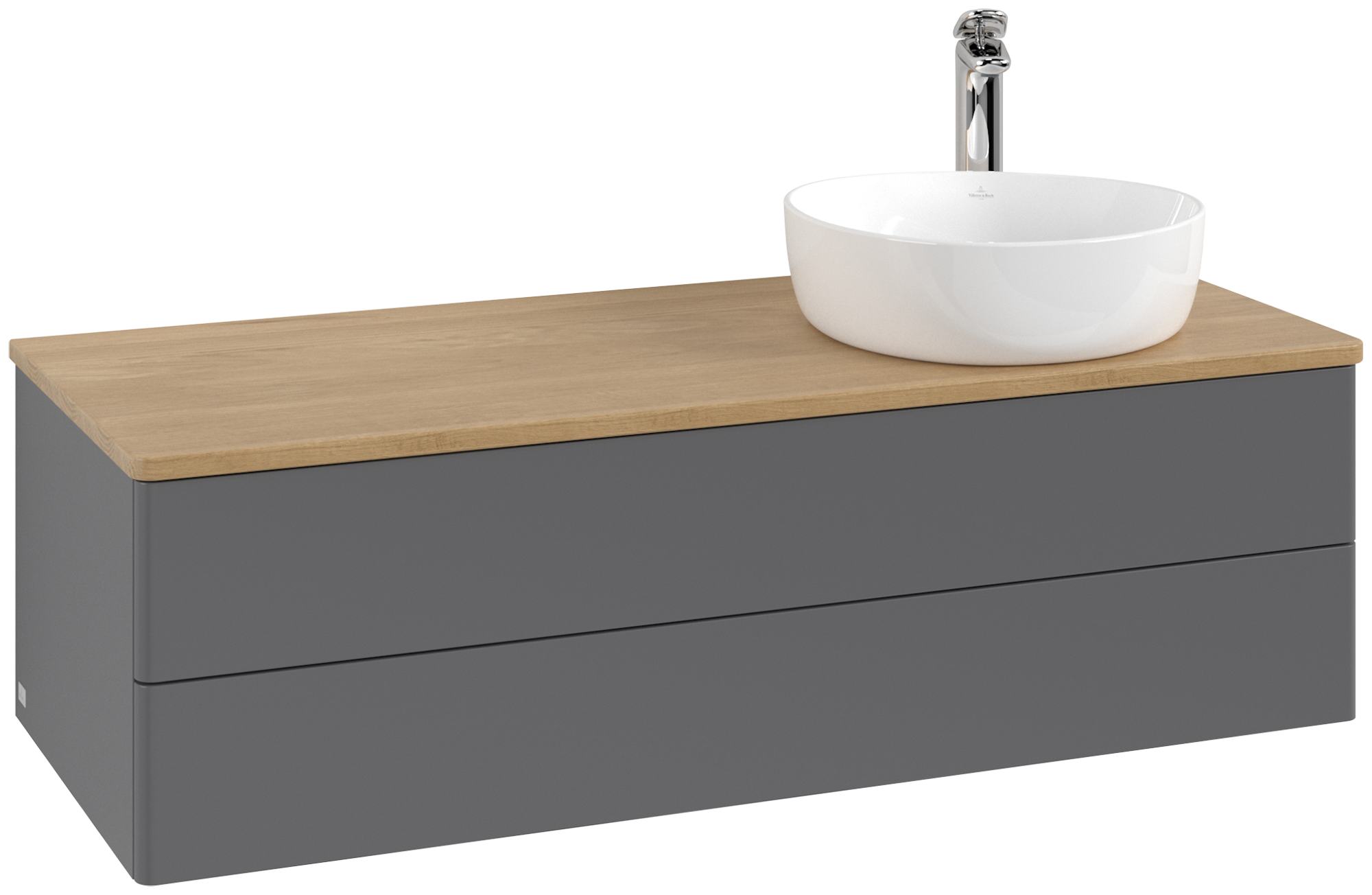 Villeroy & Boch Antao Vanity unit, with lighting, 2 pull-out compartments, 1200x360x500mm, Front without structure, Body: Anthracite Matt Lacquer, Front: Anthracite Matt Lacquer, Cover plate: Honey Oak