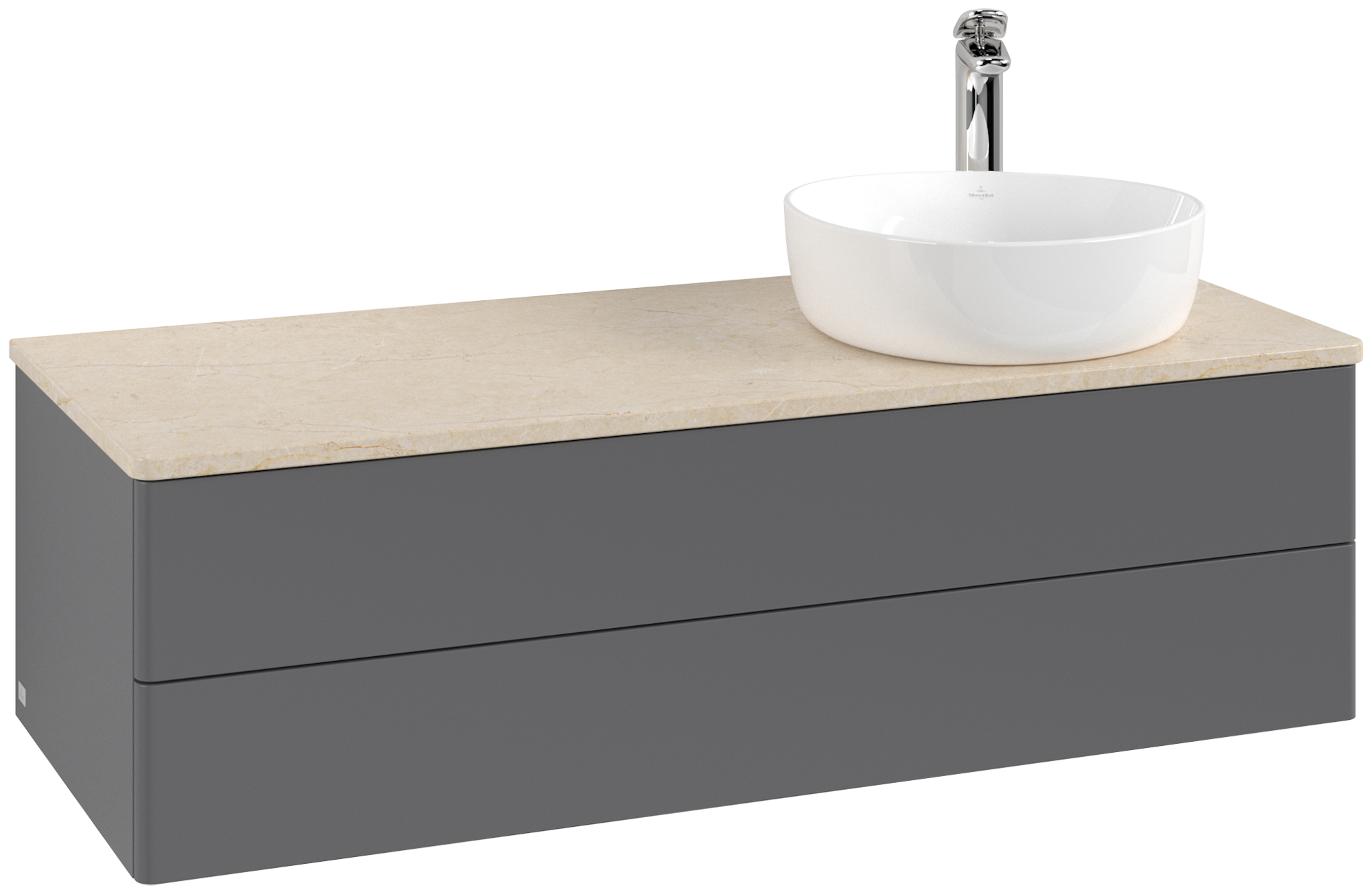 Villeroy & Boch Antao Vanity unit, with lighting, 2 pull-out compartments, 1200x360x500mm, Front without structure, Body: Anthracite Matt Lacquer, Front: Anthracite Matt Lacquer, Cover plate: Botticino