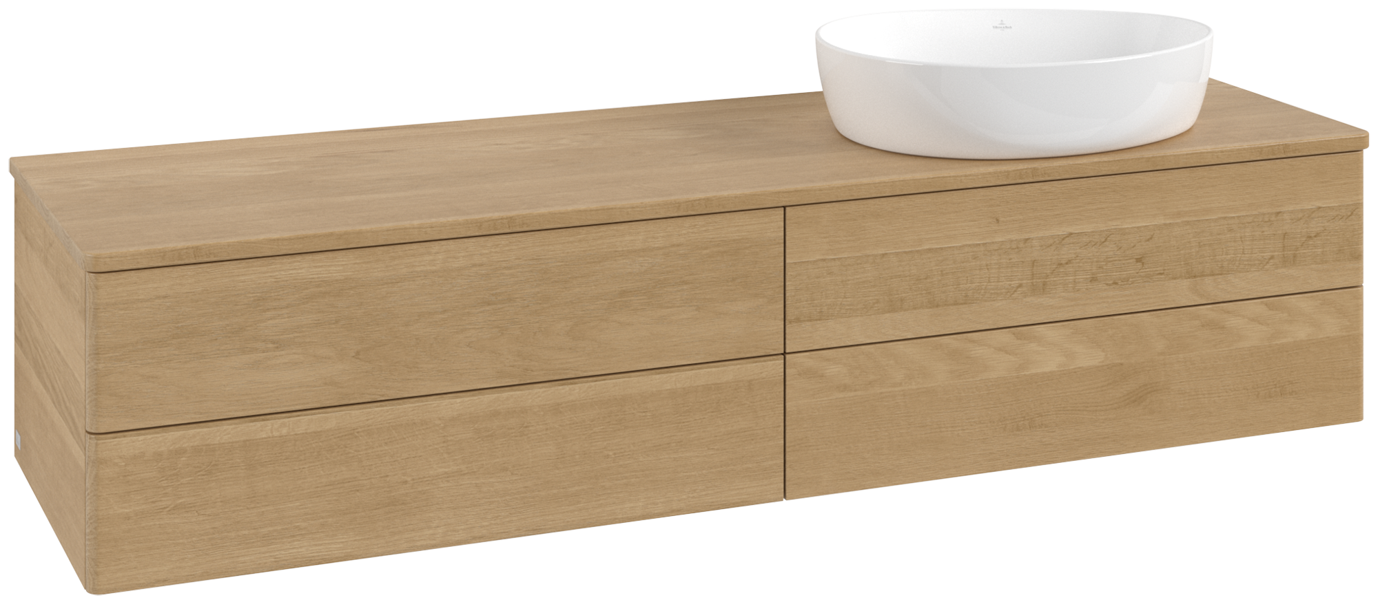 Villeroy & Boch Antao Waschbeckenunterschrank, mit Beleuchtung, 4 Auszüge, 1600x360x500mm, Front ohne Struktur, Korpus: Honey Oak, Front: Honey Oak, Abdeckplatte: Honey Oak