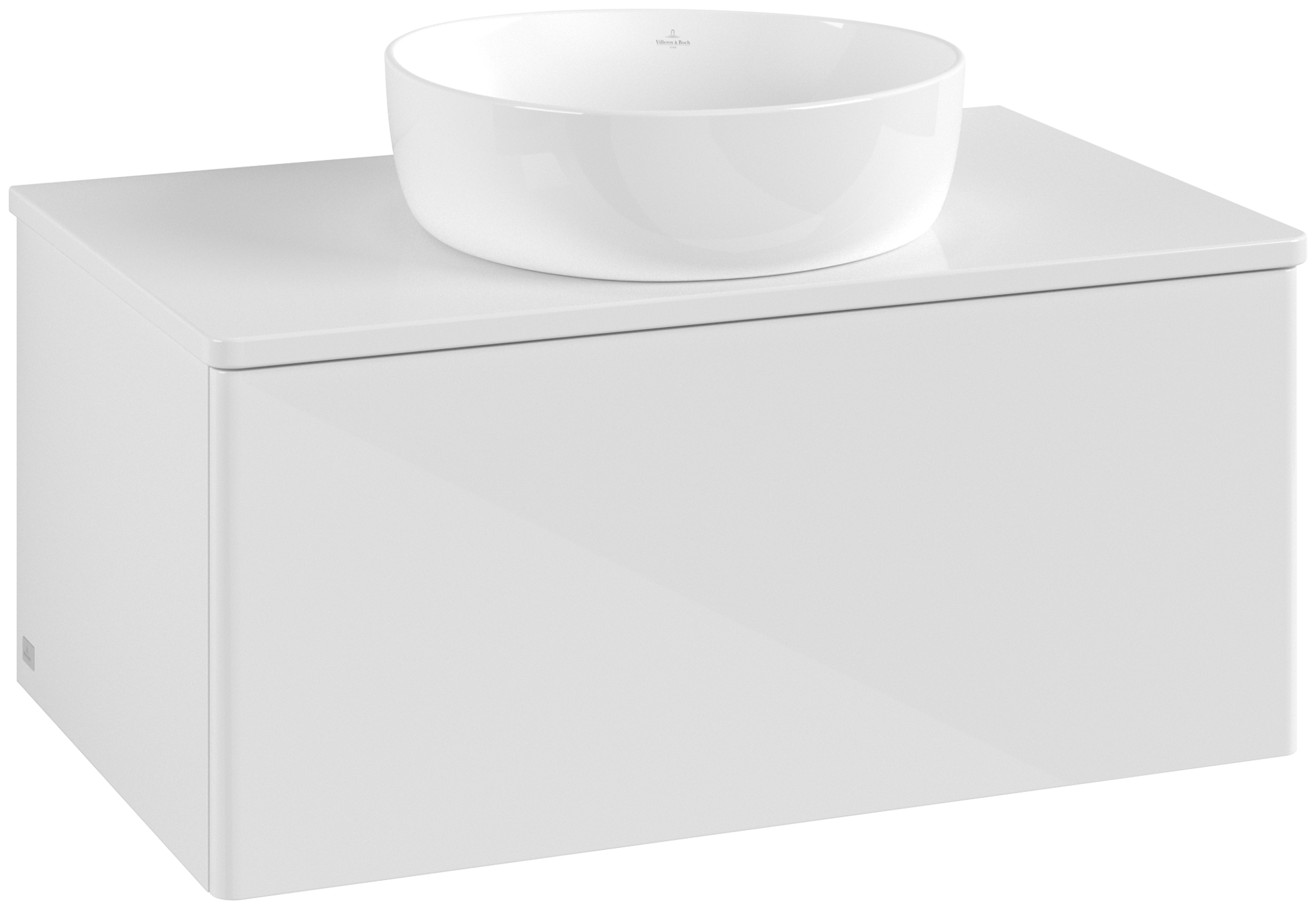 Villeroy & Boch Antao Waschbeckenunterschrank, mit Beleuchtung, 1 Auszug, 800x360x500mm, Front ohne Struktur, Korpus: Glossy White Lacquer, Front: Glossy White Lacquer, Abdeckplatte: Glossy White Lacquer