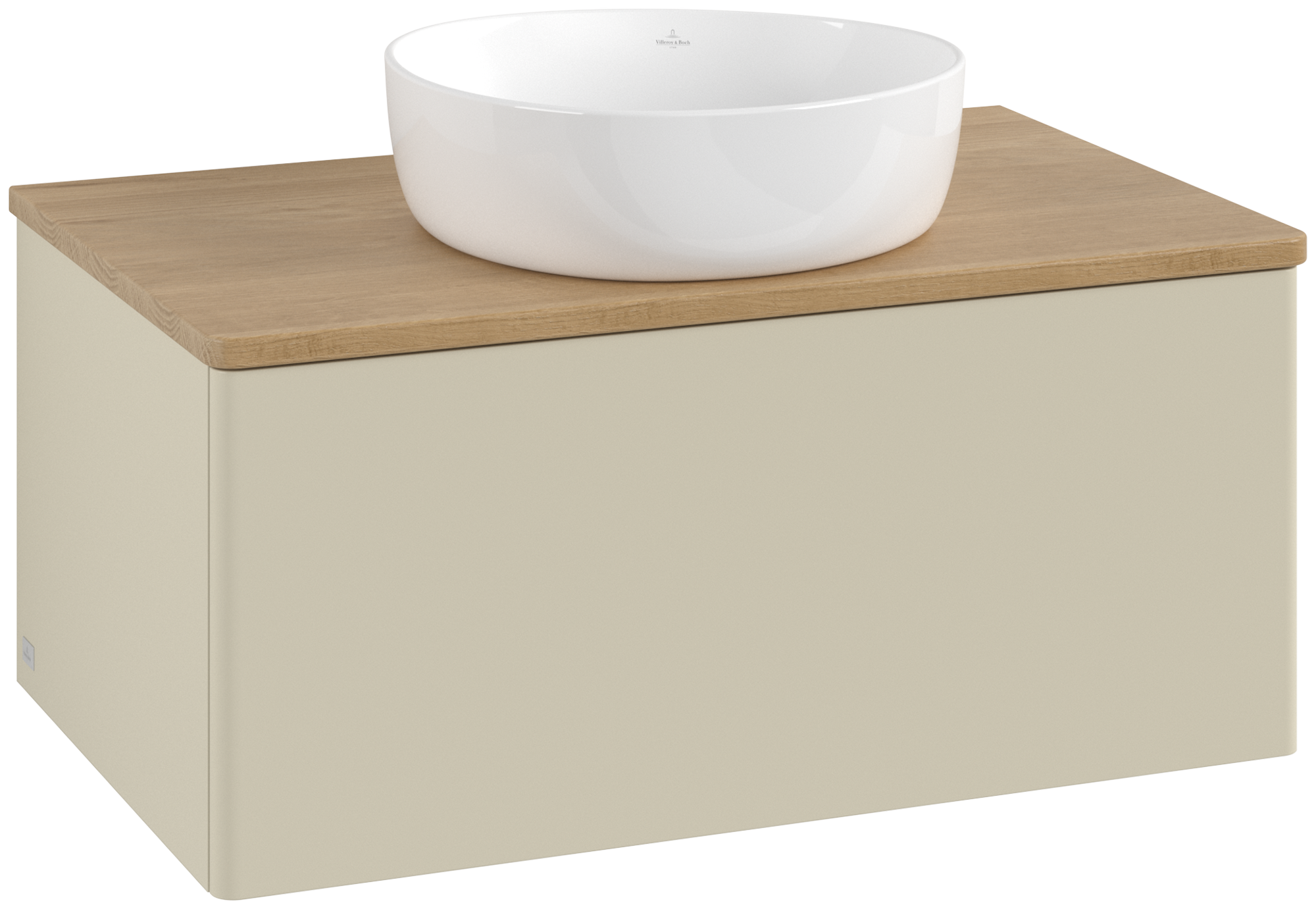 Villeroy & Boch Antao Vanity unit, with lighting, 1 pull-out compartment, 800x360x500mm, Front without structure, Body: Silk Grey Matt Lacquer, Front: Silk Grey Matt Lacquer, Cover plate: Honey Oak