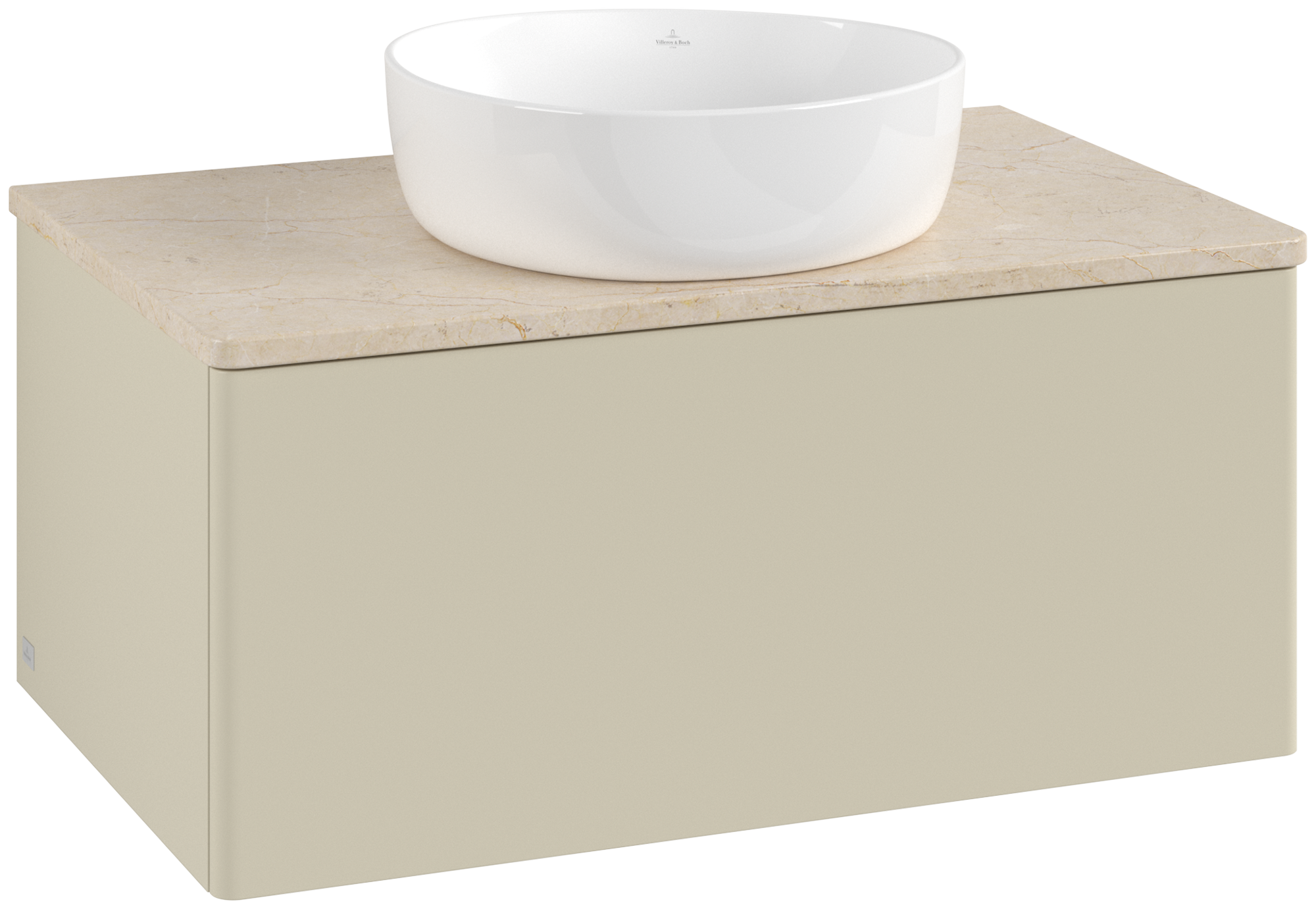 Villeroy & Boch Antao Vanity unit, with lighting, 1 pull-out compartment, 800x360x500mm, Front without structure, Body: Silk Grey Matt Lacquer, Front: Silk Grey Matt Lacquer, Cover plate: Botticino