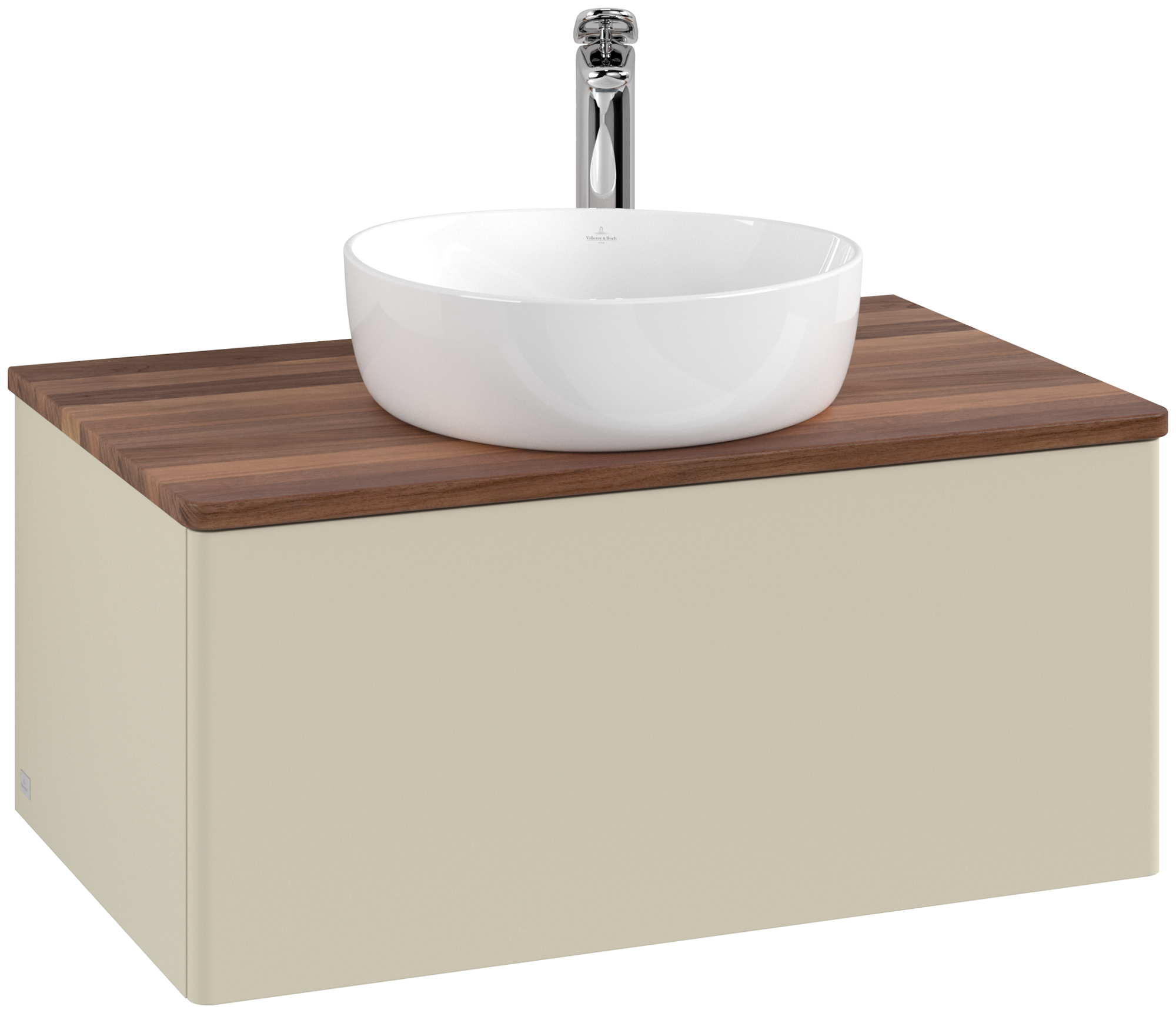 Villeroy & Boch Antao Vanity unit, with lighting, 1 pull-out compartment, 800x360x500mm, Front without structure, Body: Silk Grey Matt Lacquer, Front: Silk Grey Matt Lacquer, Cover plate: Warm Walnut