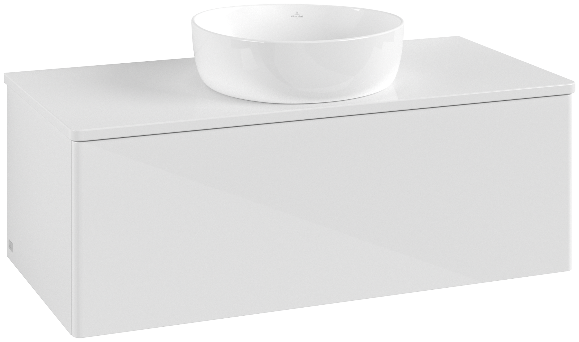 Villeroy & Boch Antao Waschbeckenunterschrank, mit Beleuchtung, 1 Auszug, 1000x360x500mm, Front ohne Struktur, Korpus: Glossy White Lacquer, Front: Glossy White Lacquer, Abdeckplatte: Glossy White Lacquer