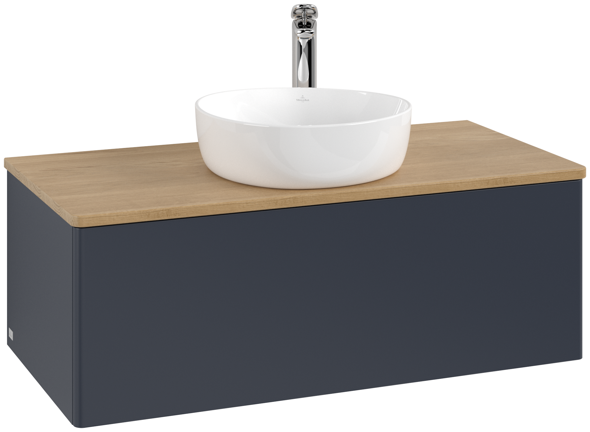 Villeroy & Boch Antao Wastafelonderkast, met verlichting, 1 uittreklade, 1000x360x500mm, front zonder structuur, Corpus: Midnight Blue Matt Lacquer, Front: Midnight Blue Matt Lacquer, Afdekplaat: Honey Oak