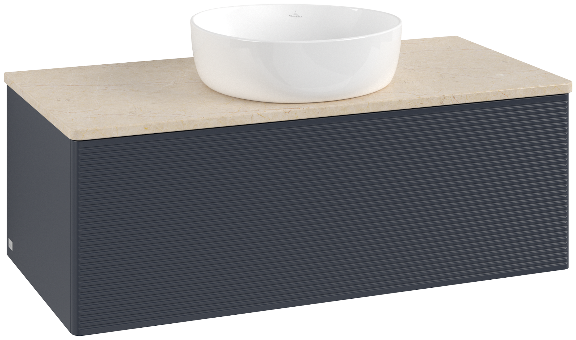 Villeroy & Boch Antao Wastafelonderkast, met verlichting, 1 uittreklade, 1000x360x500mm, front met structuur, Corpus: Midnight Blue Matt Lacquer, Front: Midnight Blue Matt Lacquer, Afdekplaat: Botticino