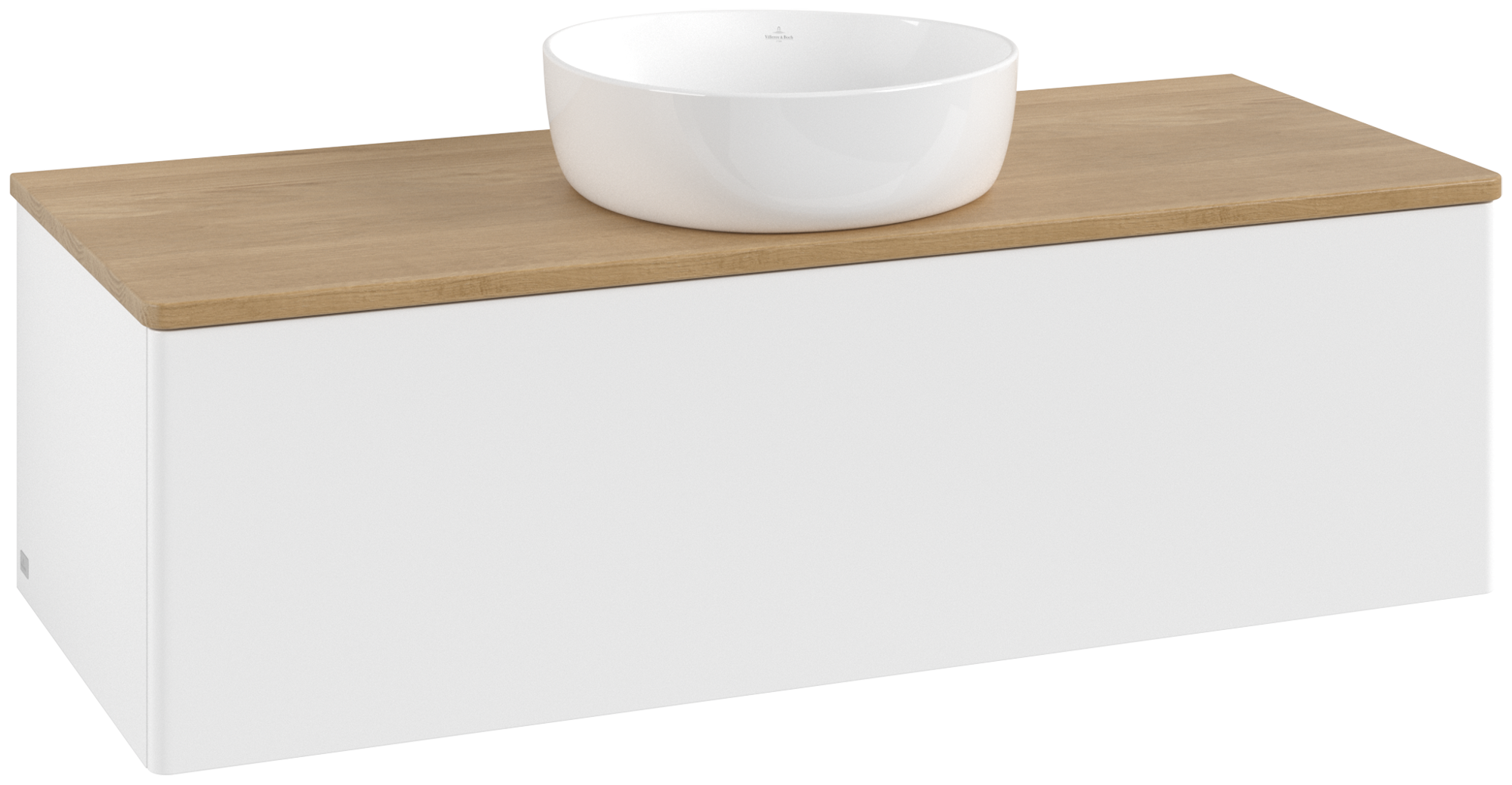 Villeroy & Boch Antao Vanity unit, with lighting, 1 pull-out compartment, 1200x360x500mm, Front without structure, Body: White Matt Lacquer, Front: White Matt Lacquer, Cover plate: Honey Oak