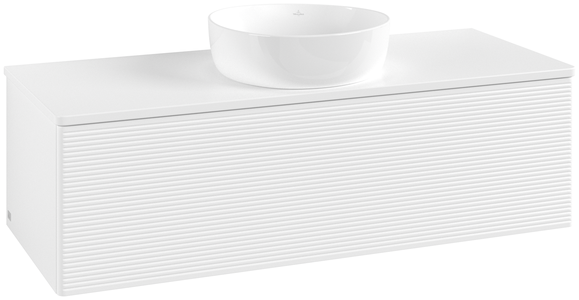 Villeroy & Boch Antao Vanity unit, with lighting, 1 pull-out compartment, 1200x360x500mm, Front with grain texture, Body: White Matt Lacquer, Front: White Matt Lacquer, Cover plate: White Matt Lacquer