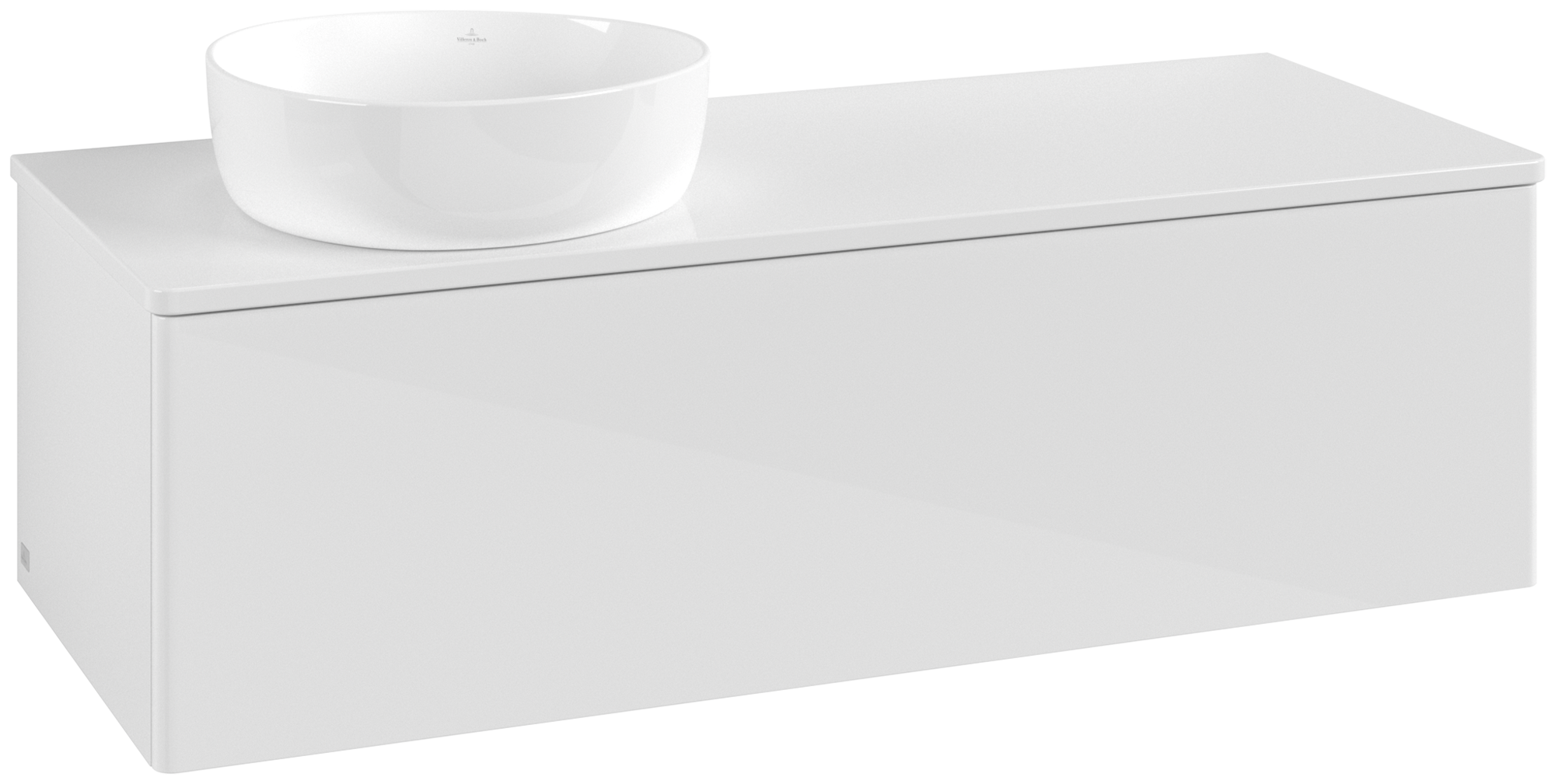 Villeroy & Boch Antao Waschbeckenunterschrank, mit Beleuchtung, 1 Auszug, 1200x360x500mm, Front ohne Struktur, Korpus: Glossy White Lacquer, Front: Glossy White Lacquer, Abdeckplatte: Glossy White Lacquer