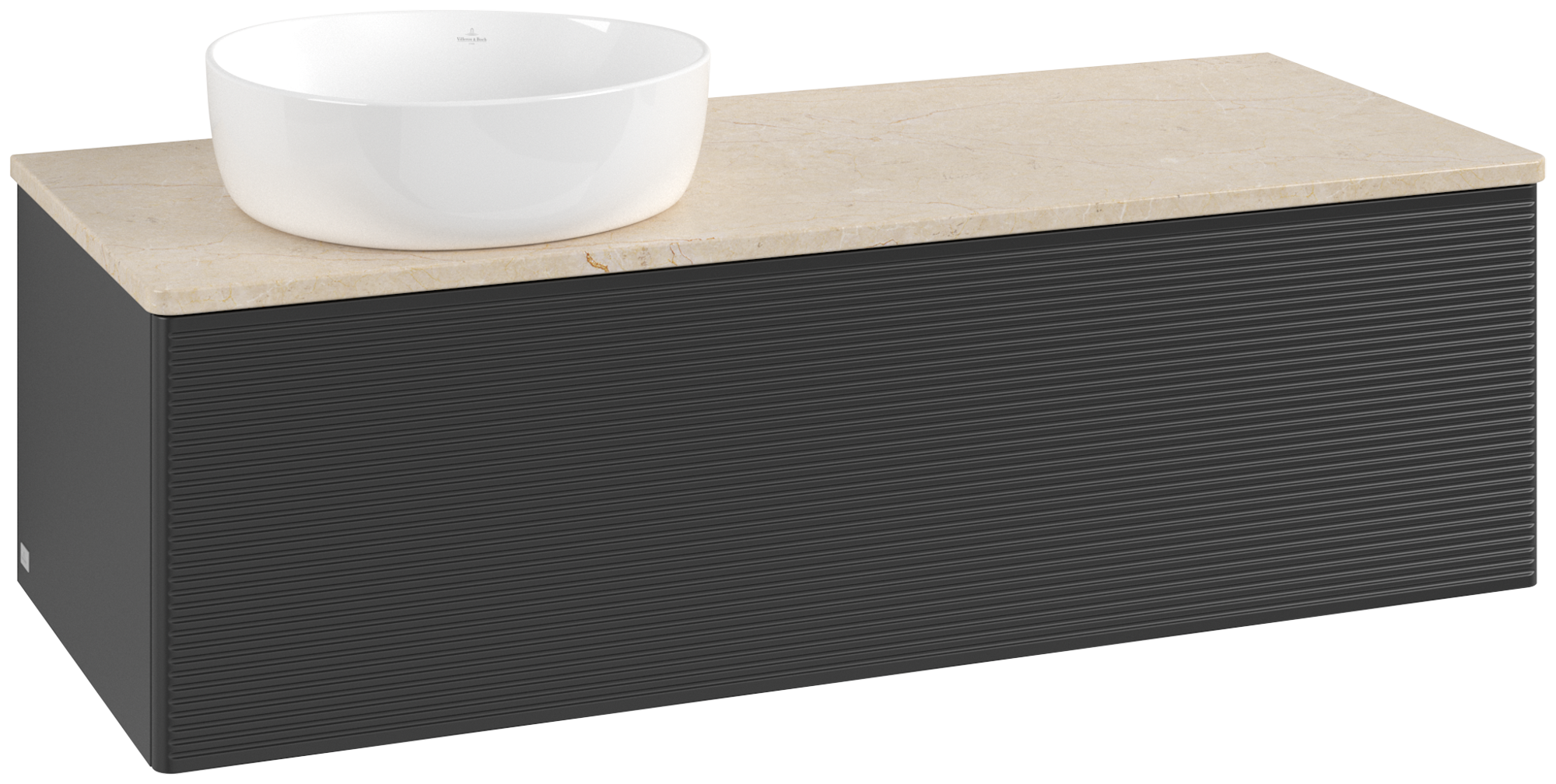 Villeroy & Boch Antao Mobile sottolavabo, con illuminazione, 1 vano estraibile, 1200x360x500mm, Frontale con texture, Corpo: Black Matt Lacquer, Fronte: Black Matt Lacquer, Piastra di copertura: Botticino