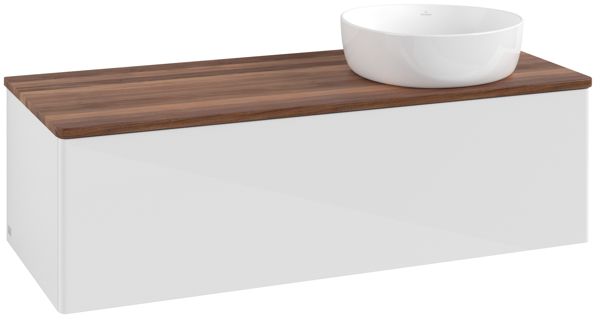 Villeroy & Boch Antao Mobile sottolavabo, con illuminazione, 1 vano estraibile, 1200x360x500mm, Frontale senza texture, Corpo: Glossy White Lacquer, Fronte: Glossy White Lacquer, Piastra di copertura: Warm Walnut
