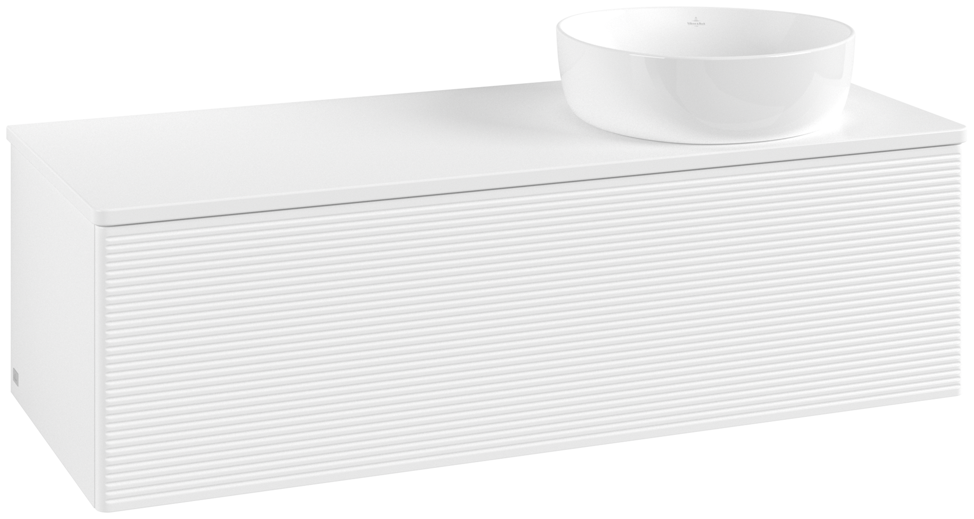 Villeroy & Boch Antao Modulo bajo, con iluminación, 1 compartimento extraíble, 1200x360x500mm, Frontal con textura granulosa, Cuerpo: White Matt Lacquer, Frontal: White Matt Lacquer, Placa de cubierta: White Matt Lacquer