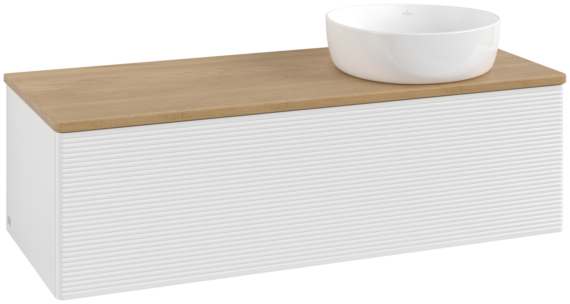Villeroy & Boch Antao Mobile sottolavabo, con illuminazione, 1 vano estraibile, 1200x360x500mm, Frontale con texture, Corpo: Glossy White Lacquer, Fronte: Glossy White Lacquer, Piastra di copertura: Honey Oak