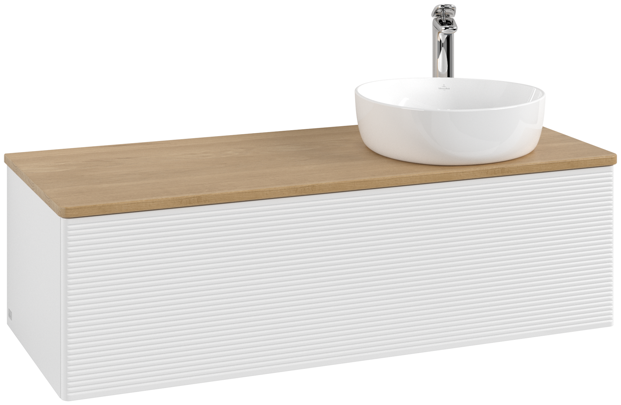 Villeroy & Boch Antao Mobile sottolavabo, con illuminazione, 1 vano estraibile, 1200x360x500mm, Frontale con texture, Corpo: Glossy White Lacquer, Fronte: Glossy White Lacquer, Piastra di copertura: Honey Oak