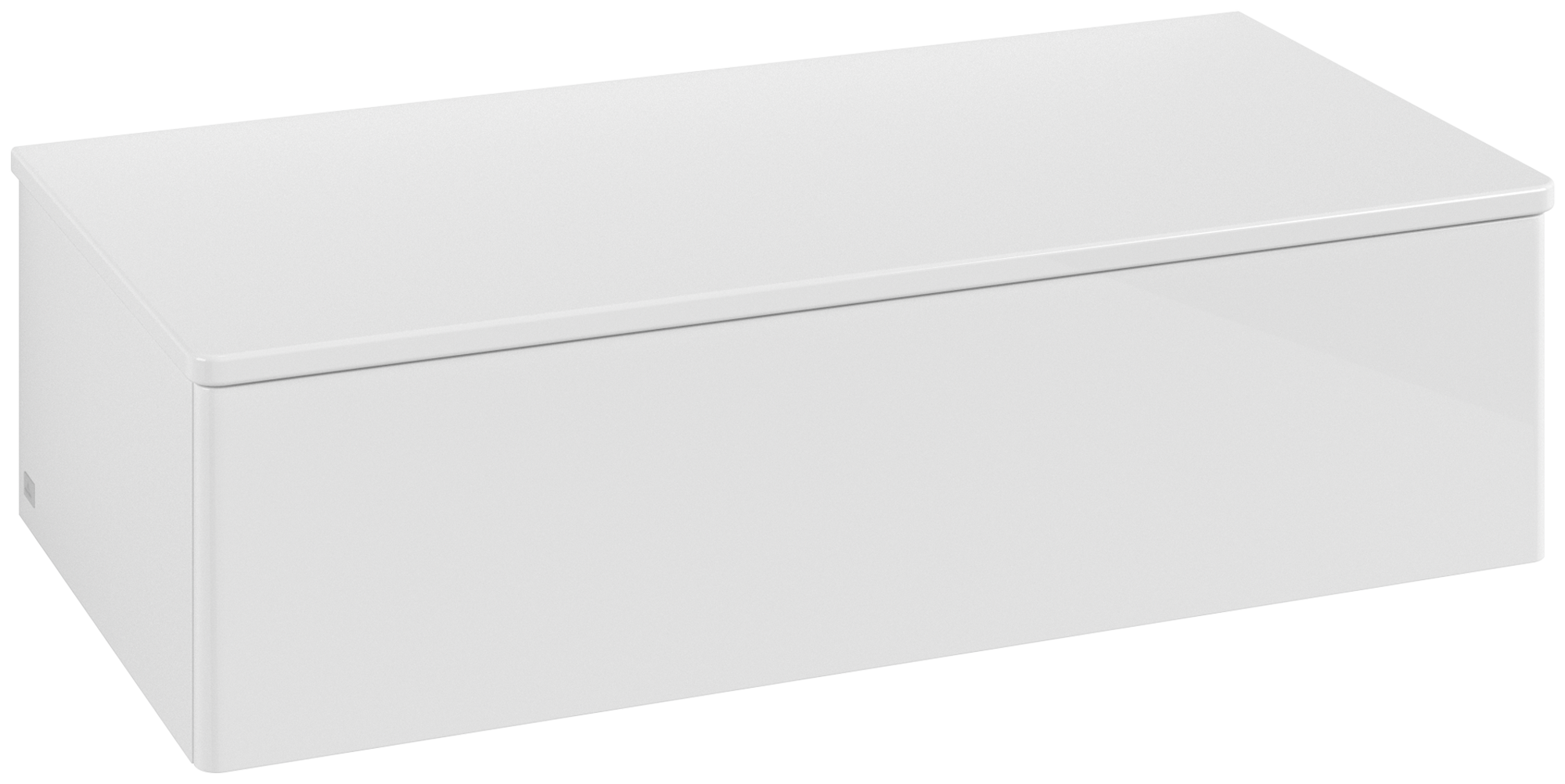 Villeroy & Boch Antao Meuble d'appoint, avec éclairage, 1 tiroir sur rails, 1000x268x500mm, Façade sans structure, Caisson: Glossy White Lacquer, Façade: Glossy White Lacquer, Plaque de recouvrement: Glossy White Lacquer