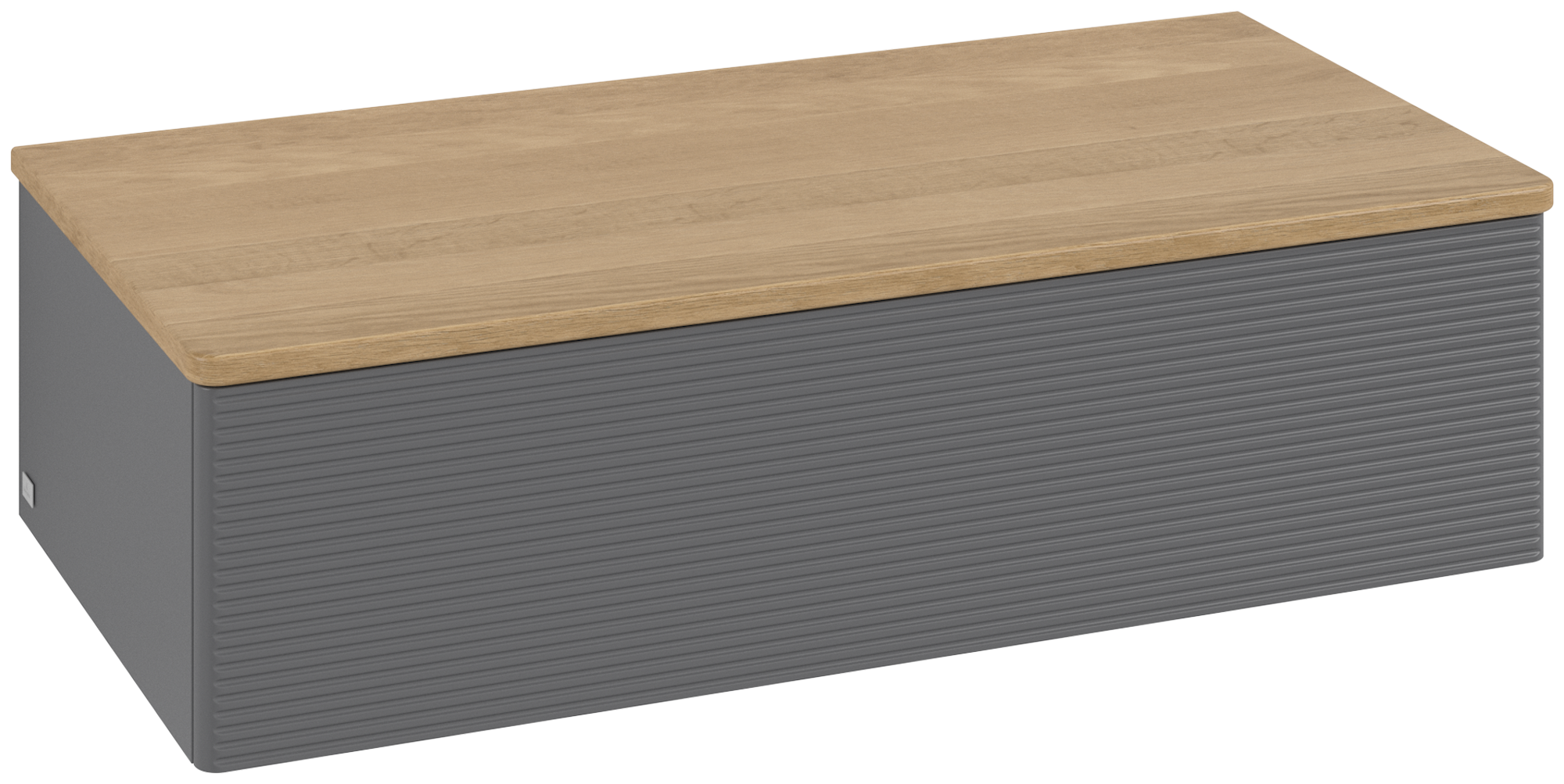 Villeroy & Boch Antao Sideboard, with lighting, 1 pull-out compartment, 1000x268x500mm, Front with grain texture, Body: Anthracite Matt Lacquer, Front: Anthracite Matt Lacquer, Cover plate: Honey Oak