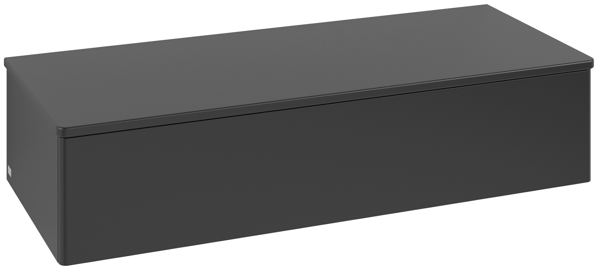 Villeroy & Boch Antao Meuble d'appoint, avec éclairage, 1 tiroir sur rails, 1200x268x500mm, Façade sans structure, Caisson: Black Matt Lacquer, Façade: Black Matt Lacquer, Plaque de recouvrement: Black Matt Lacquer