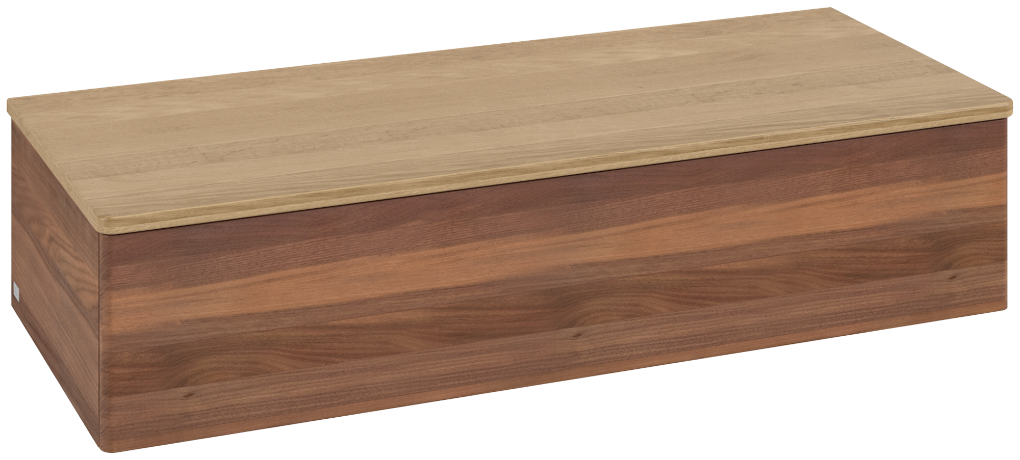 Villeroy & Boch Antao Meuble d'appoint, avec éclairage, 1 tiroir sur rails, 1200x268x500mm, Façade sans structure, Caisson: Warm Walnut, Façade: Warm Walnut, Plaque de recouvrement: Honey Oak
