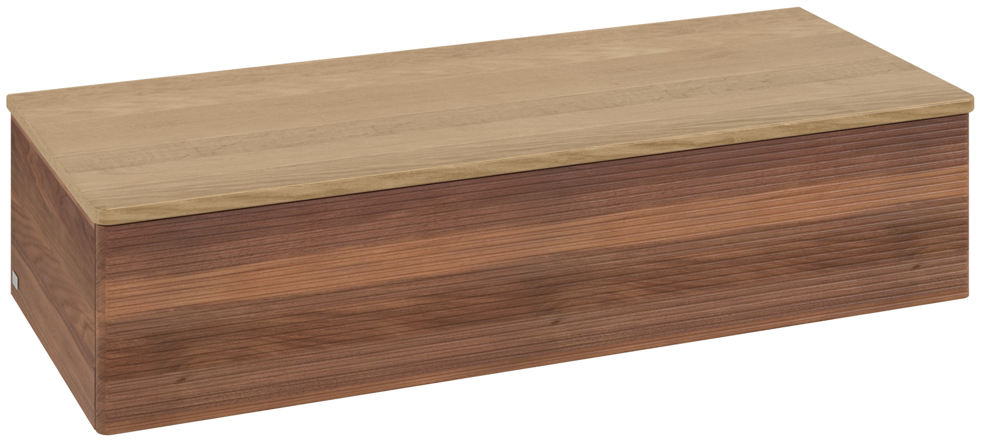 Villeroy & Boch Antao Meuble d'appoint, avec éclairage, 1 tiroir sur rails, 1200x268x500mm, Façade avec structure, Caisson: Warm Walnut, Façade: Warm Walnut, Plaque de recouvrement: Honey Oak