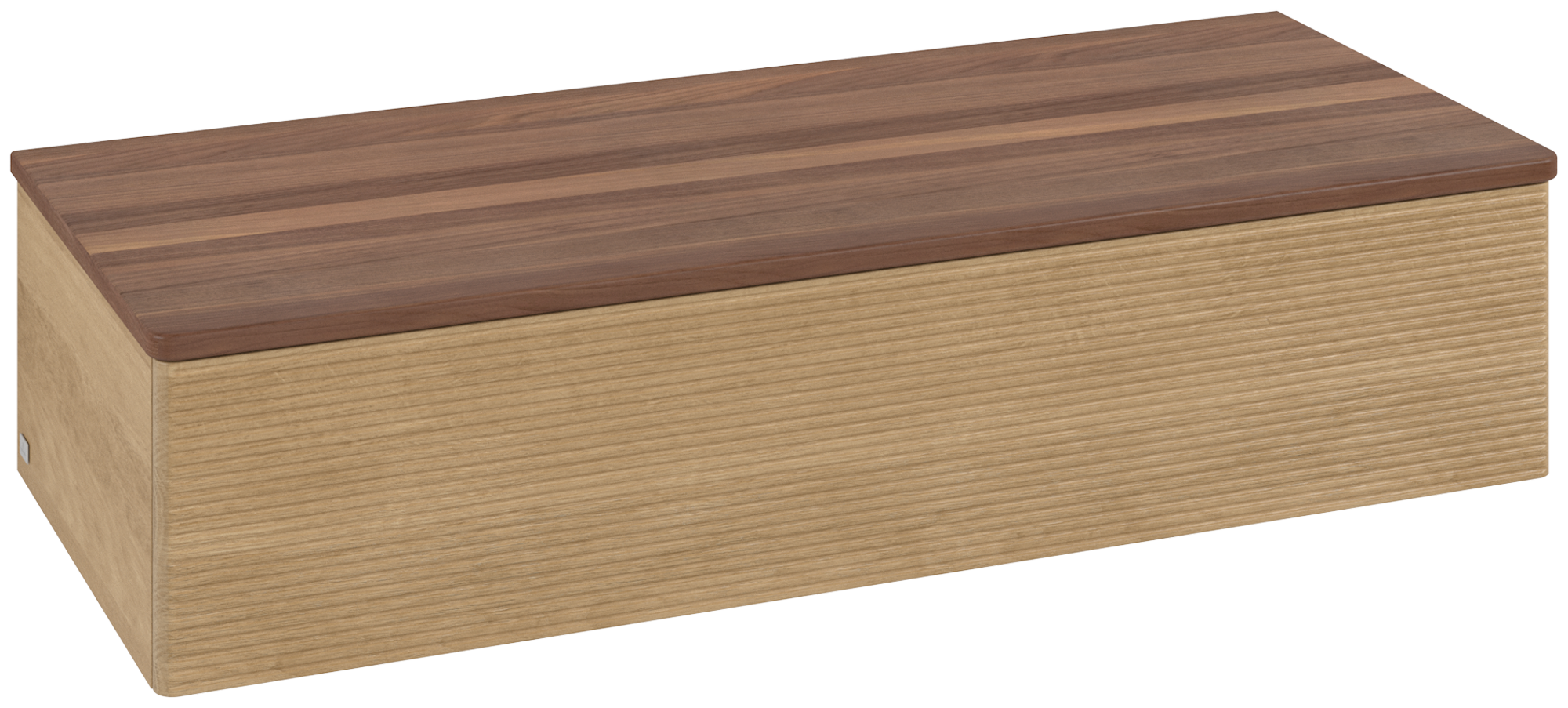 Villeroy & Boch Antao Meuble d'appoint, avec éclairage, 1 tiroir sur rails, 1200x268x500mm, Façade avec structure, Caisson: Honey Oak, Façade: Honey Oak, Plaque de recouvrement: Warm Walnut