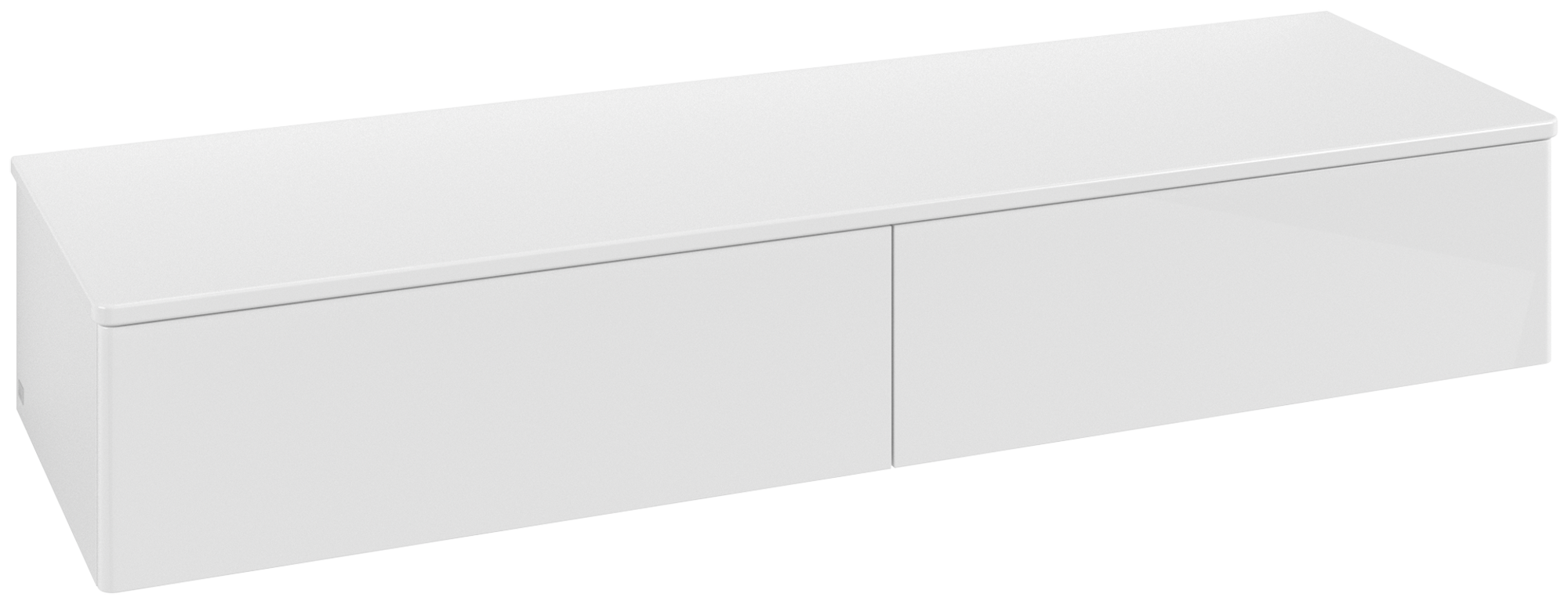 Villeroy & Boch Antao Sideskab, med belysning, 2 udtræk, 1600x268x500mm, Forside uden årestruktur, Korpus: Glossy White Lacquer, Front: Glossy White Lacquer, Afdækningsplade: Glossy White Lacquer