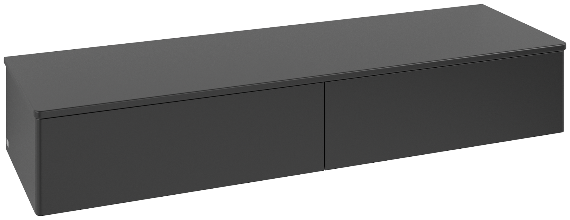 Villeroy & Boch Antao Sideboard, mit Beleuchtung, 2 Auszüge, 1600x268x500mm, Front ohne Struktur, Korpus: Black Matt Lacquer, Front: Black Matt Lacquer, Abdeckplatte: Black Matt Lacquer