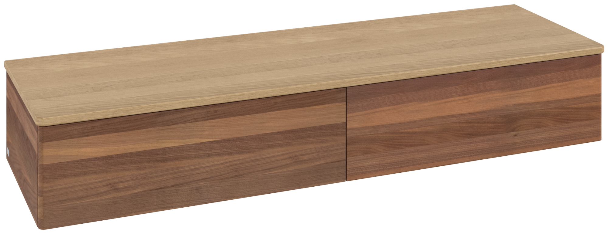 Villeroy & Boch Antao Sideboard, mit Beleuchtung, 2 Auszüge, 1600x268x500mm, Front ohne Struktur, Korpus: Warm Walnut, Front: Warm Walnut, Abdeckplatte: Honey Oak