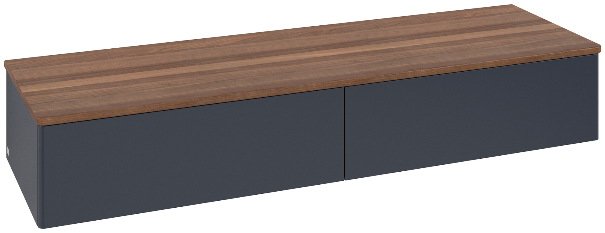 Villeroy & Boch Antao Sideboard, with lighting, 2 pull-out compartments, 1600x268x500mm, Front without structure, Body: Midnight Blue Matt Lacquer, Front: Midnight Blue Matt Lacquer, Cover plate: Warm Walnut