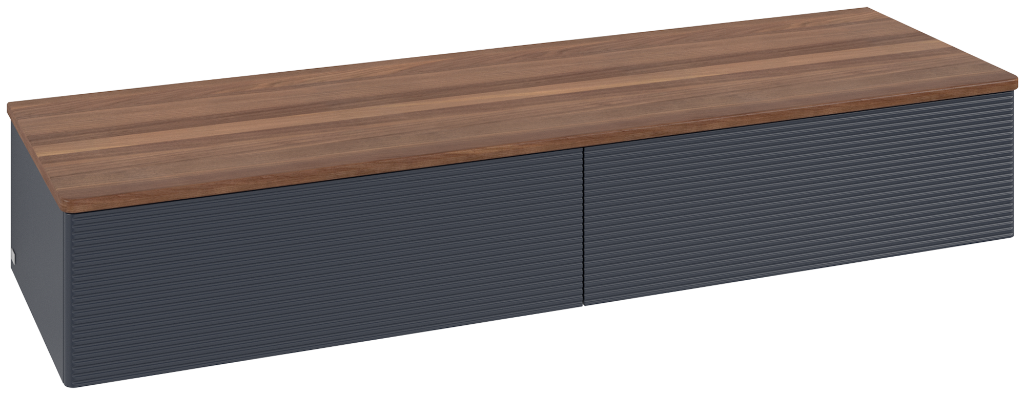 Villeroy & Boch Antao Sideboard, with lighting, 2 pull-out compartments, 1600x268x500mm, Front with grain texture, Body: Midnight Blue Matt Lacquer, Front: Midnight Blue Matt Lacquer, Cover plate: Warm Walnut