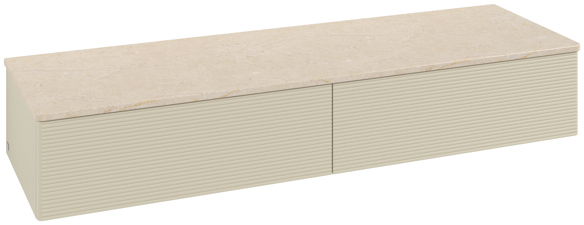 Villeroy & Boch Antao Sideboard, with lighting, 2 pull-out compartments, 1600x268x500mm, Front with grain texture, Body: Silk Grey Matt Lacquer, Front: Silk Grey Matt Lacquer, Cover plate: Botticino